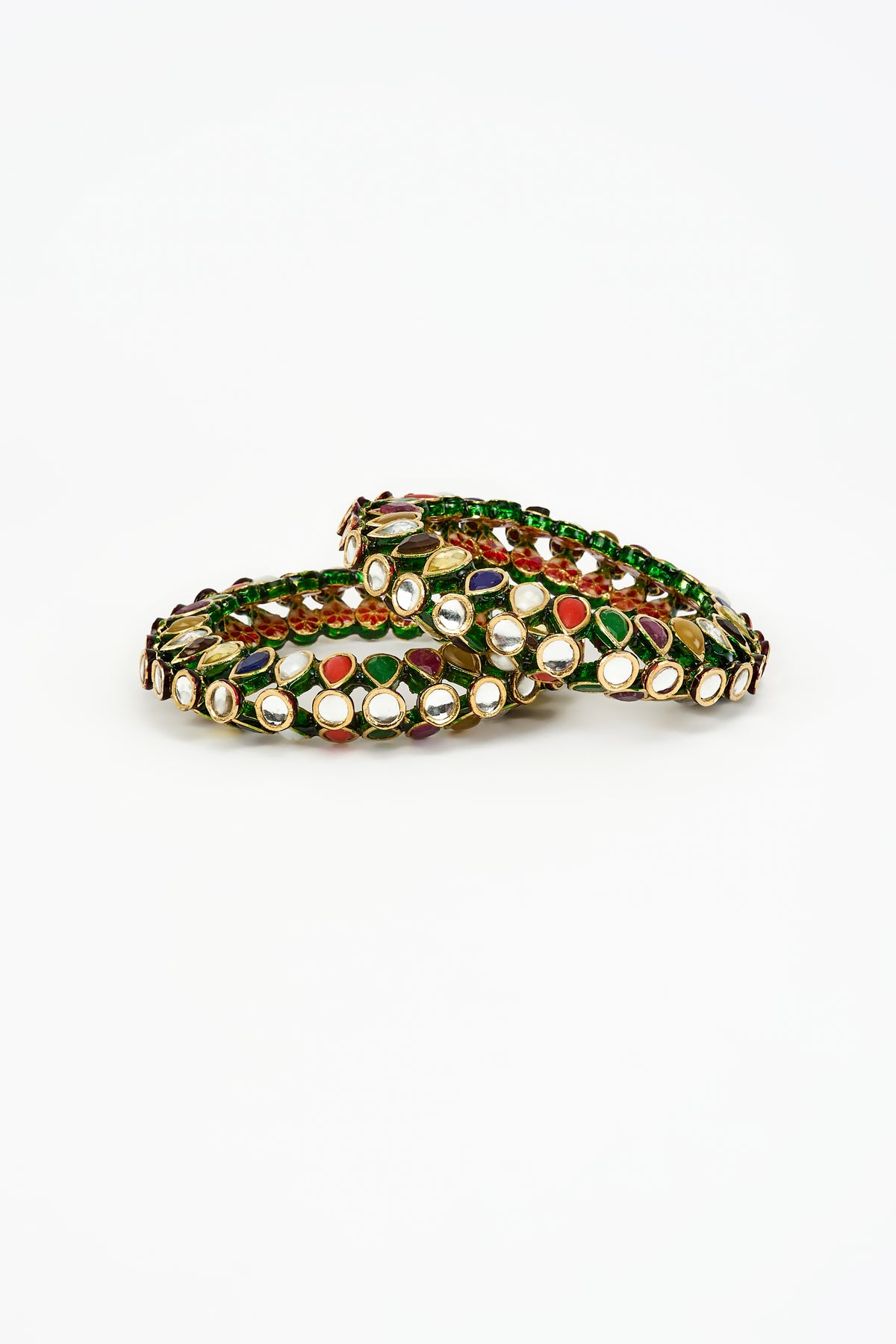 Saadgi Exquisite Multicolor Gemstone Bangles
