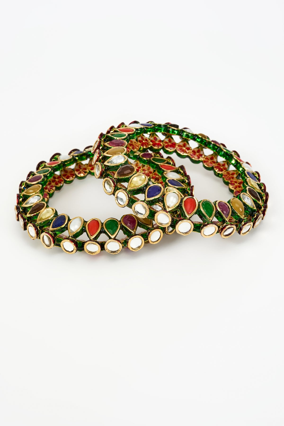 Saadgi Exquisite Multicolor Gemstone Bangles