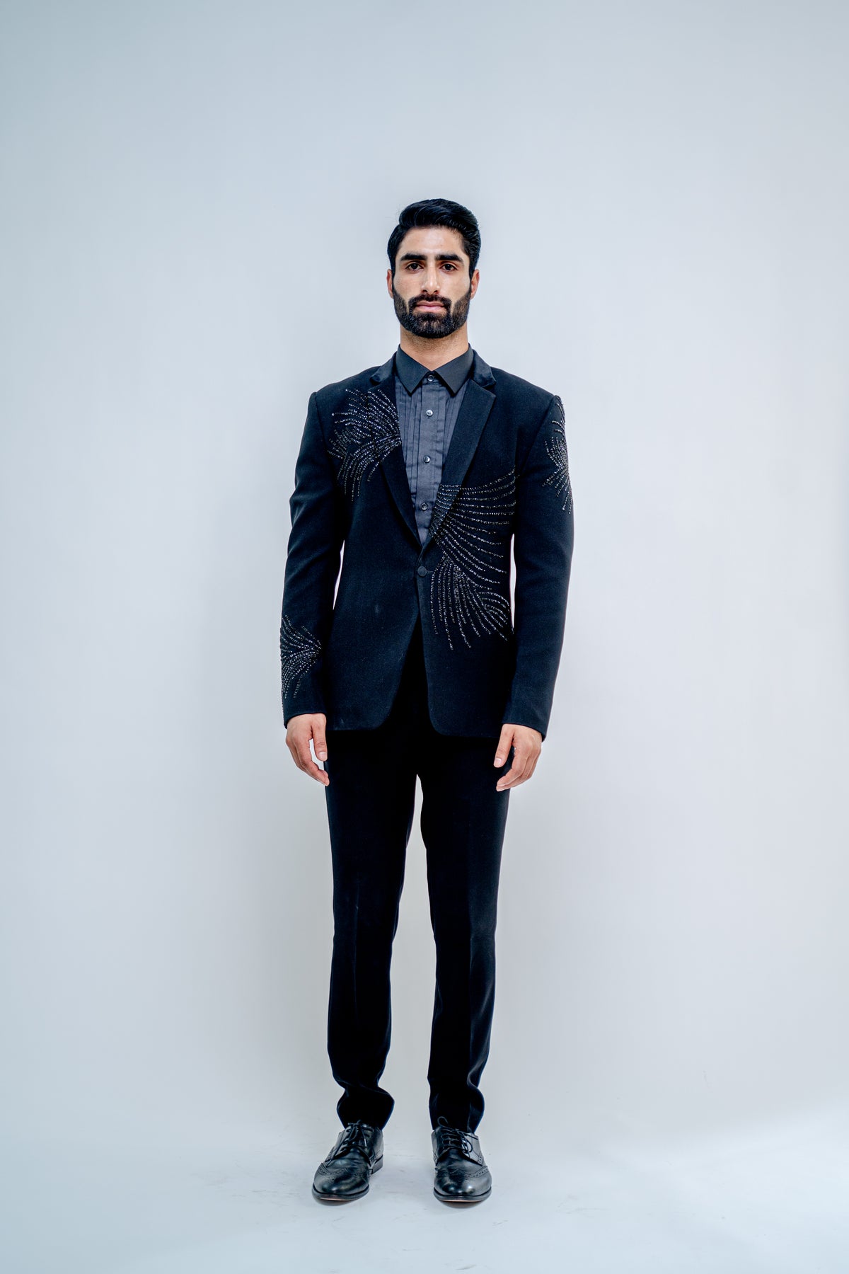 Black metallic stroked jacket