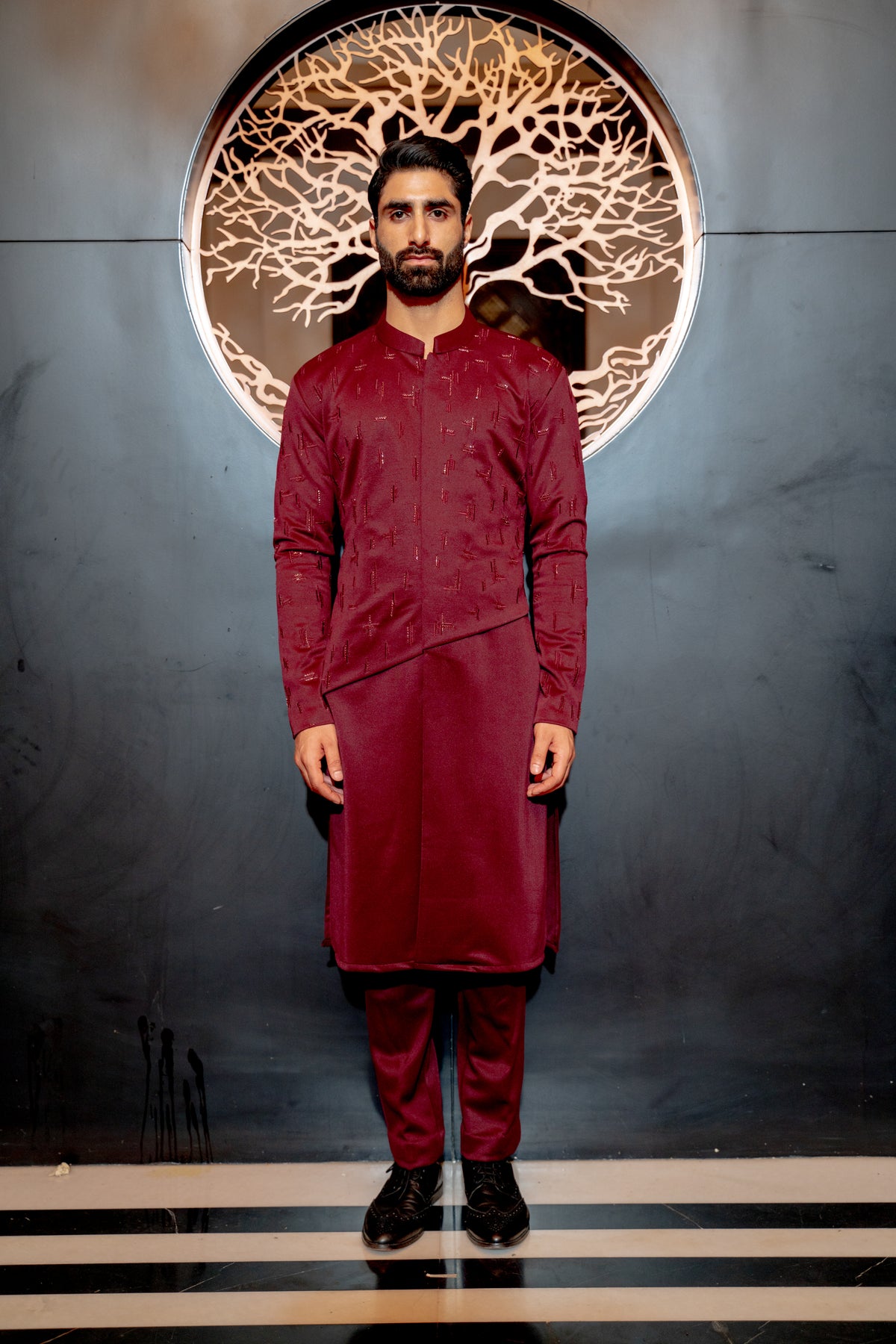 Plum scattered kurta