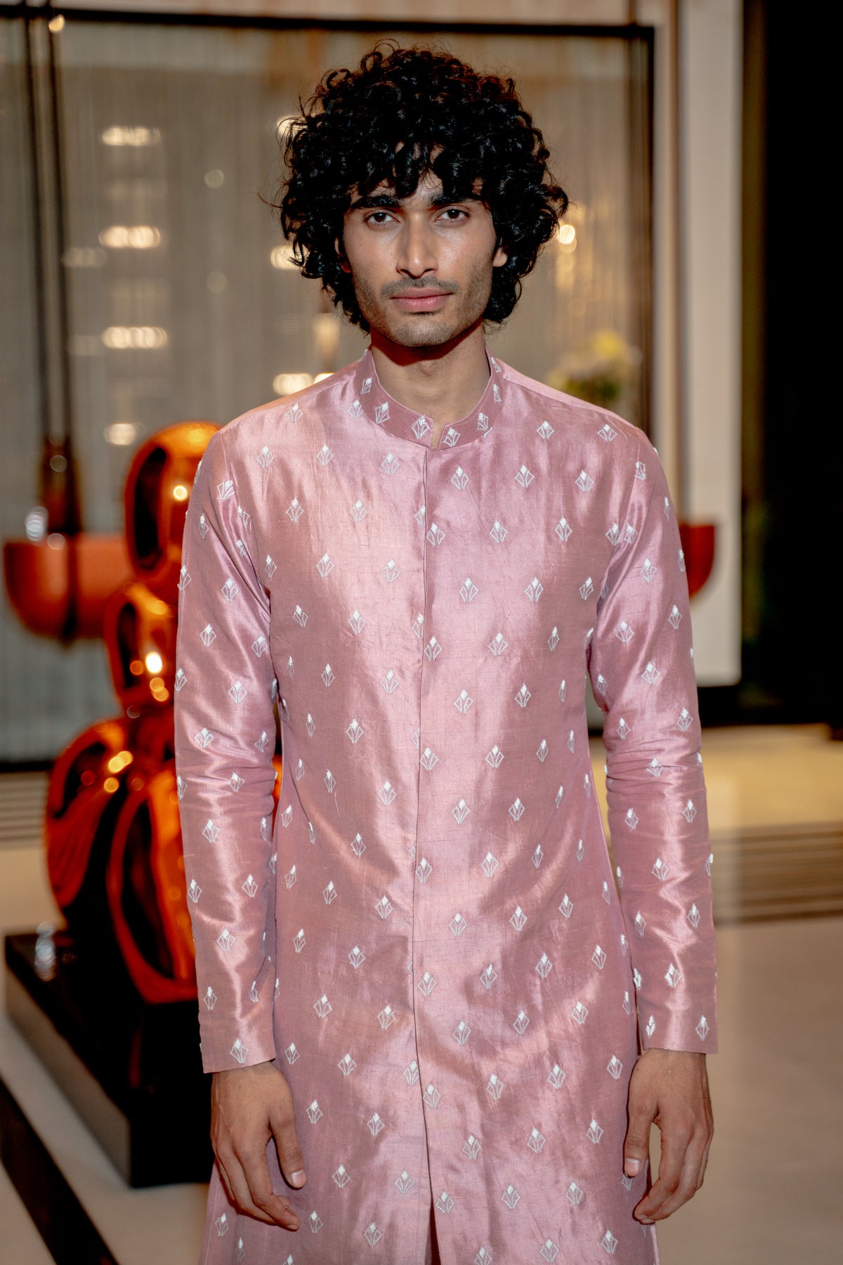 Onion pink geometric kurta