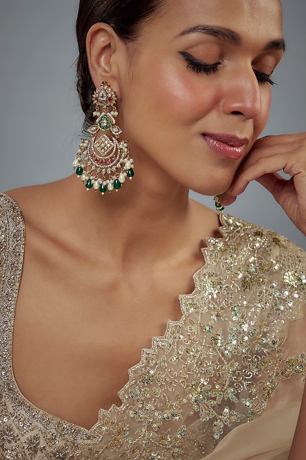 Florence Gold Green Danglers Earrings