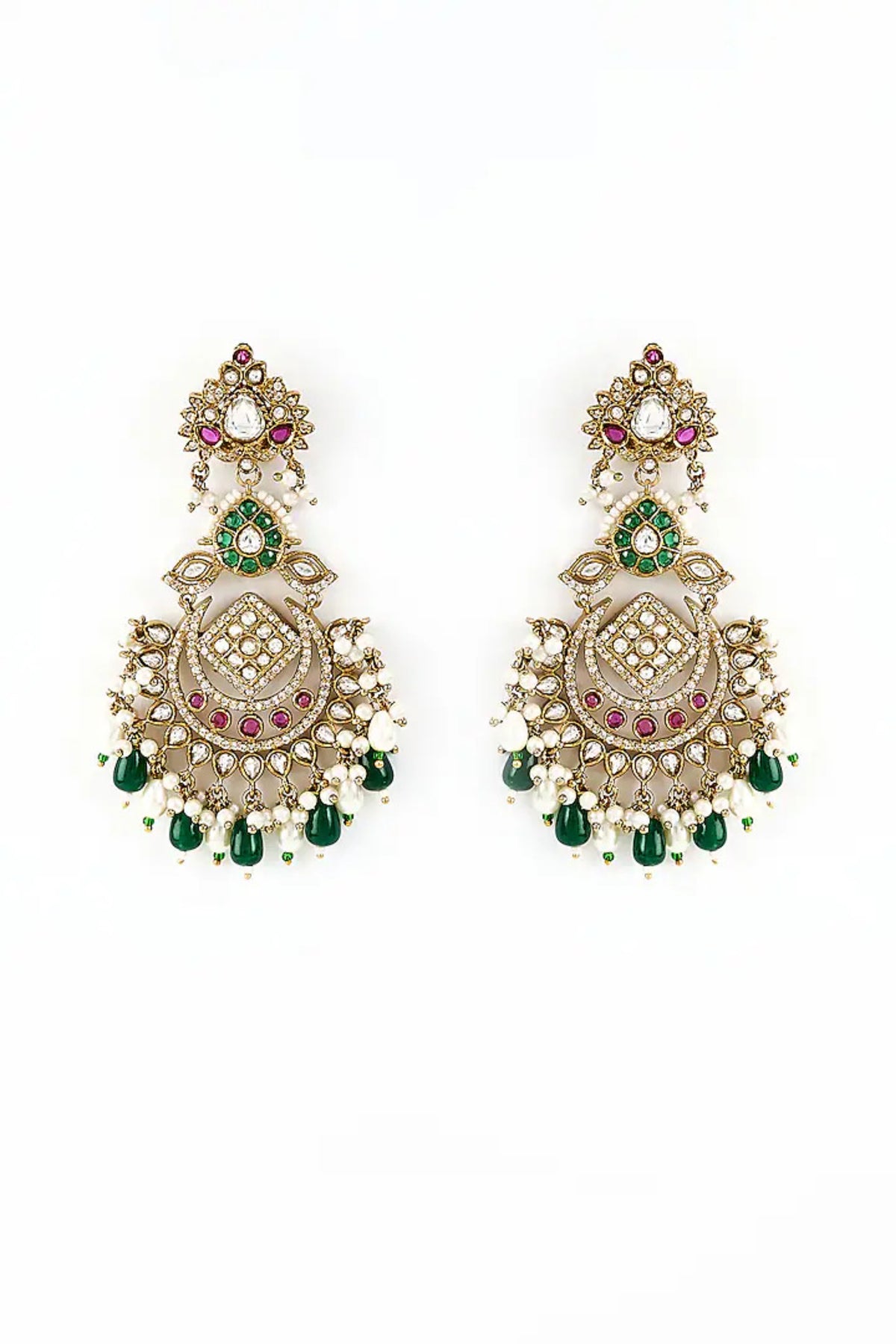 Florence Gold Green Danglers Earrings