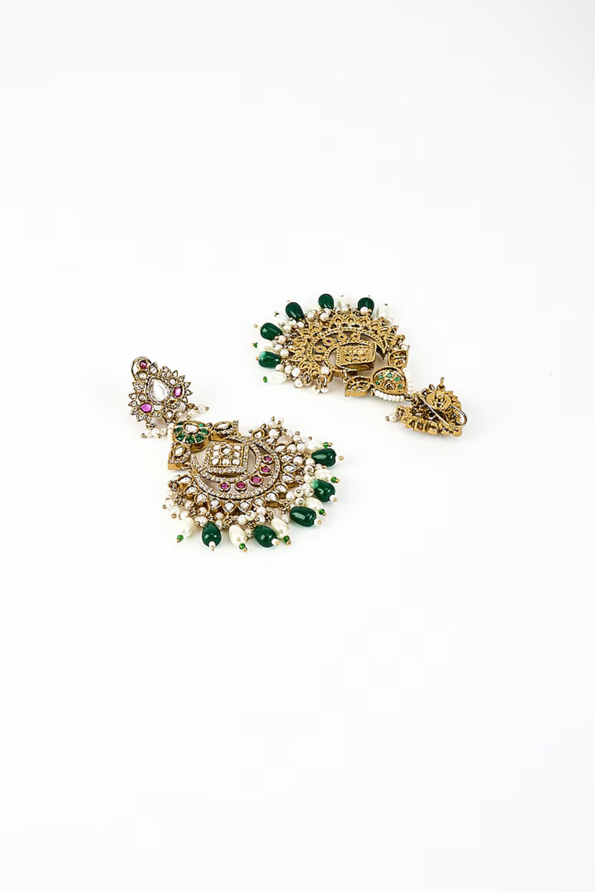Florence Gold Green Danglers Earrings