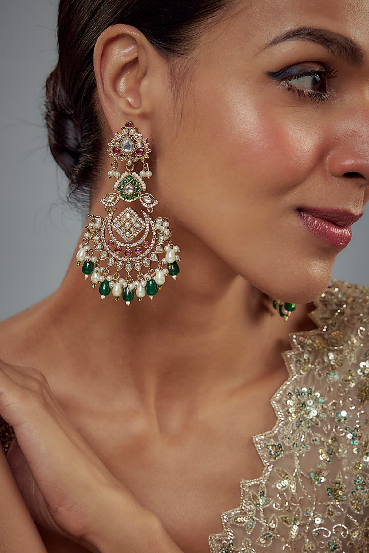 Florence Gold Green Danglers Earrings