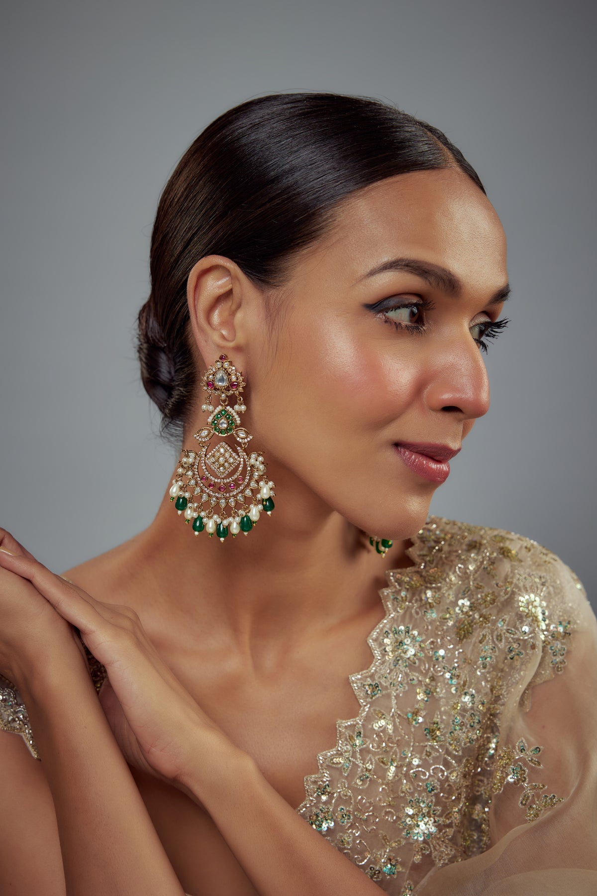 Florence Gold Green Danglers Earrings