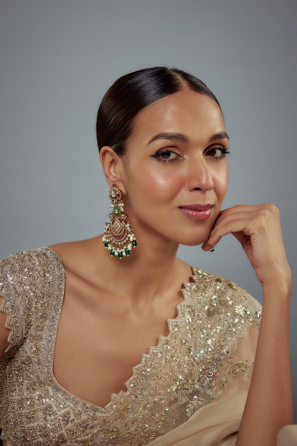 Florence Gold Green Danglers Earrings