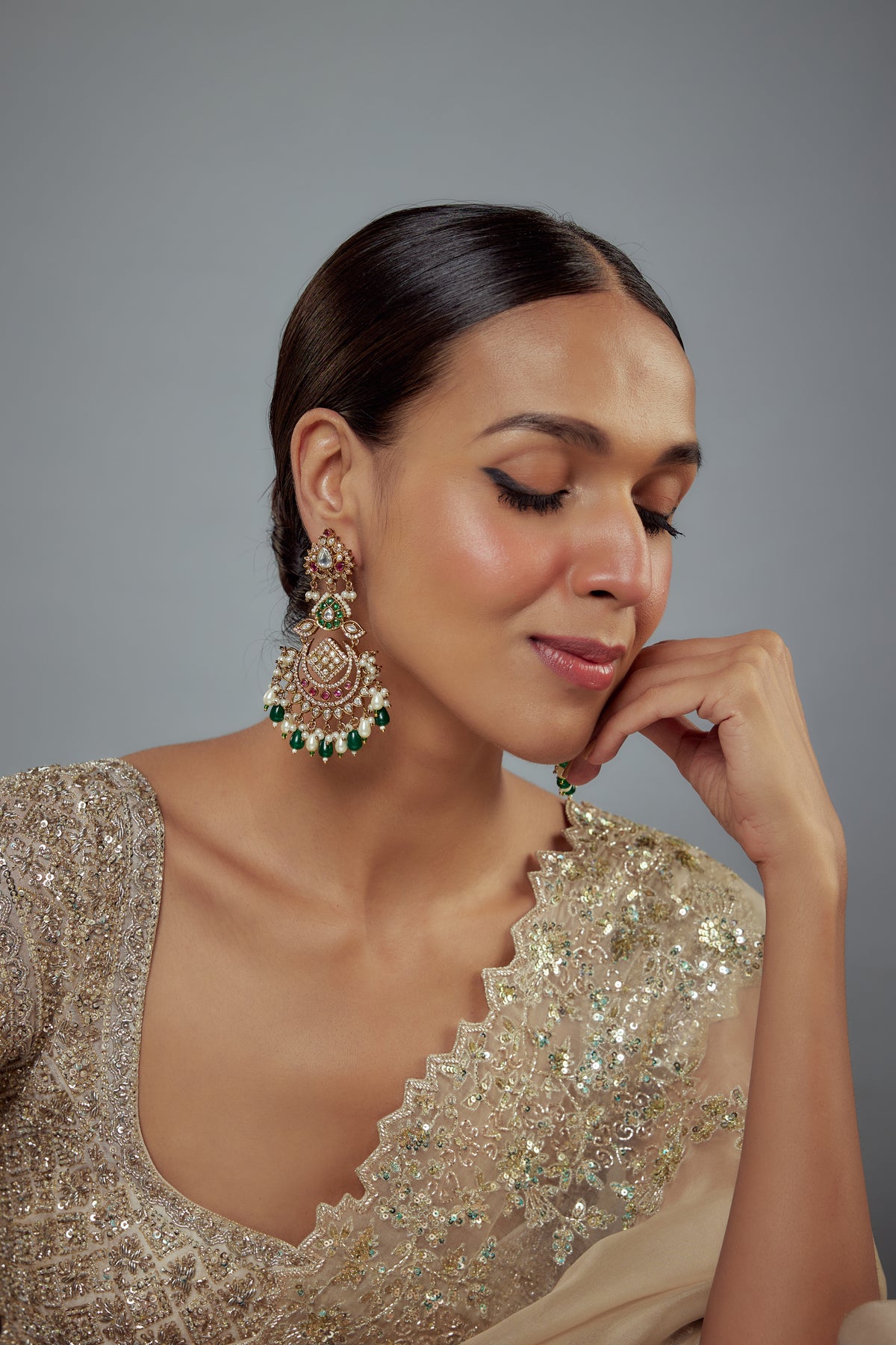 Florence Gold Green Danglers Earrings