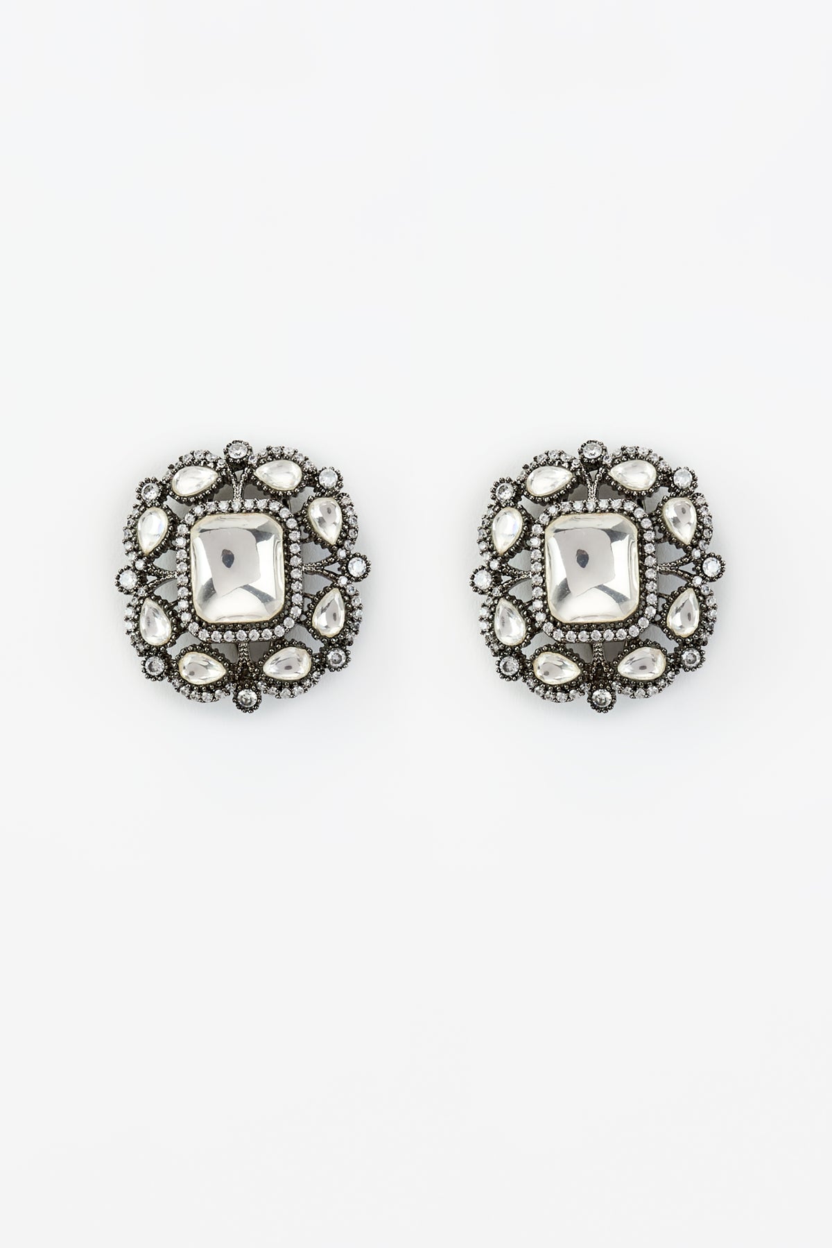 Florence Silver Plated Kundan Earrings