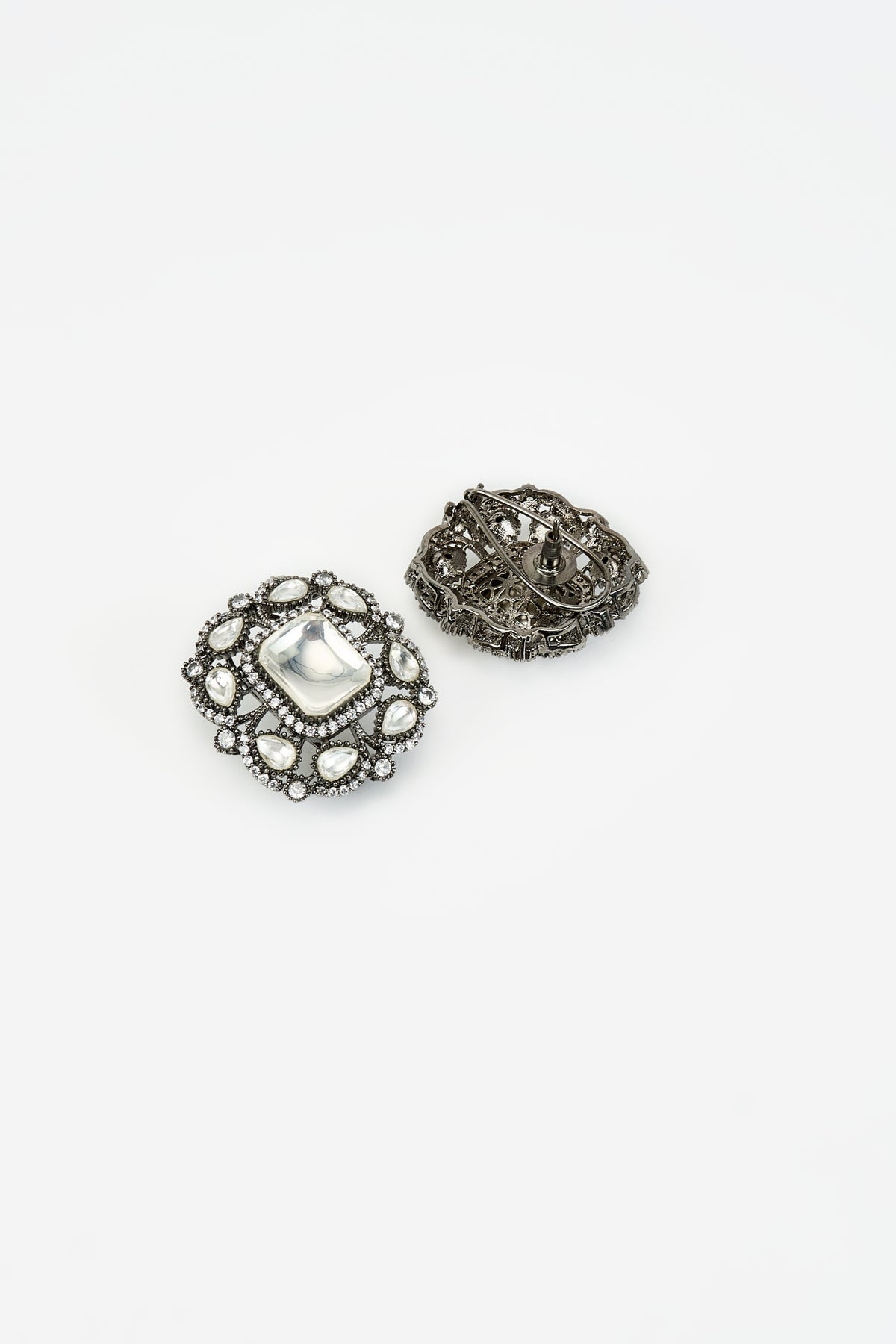 Florence Silver Plated Kundan Earrings