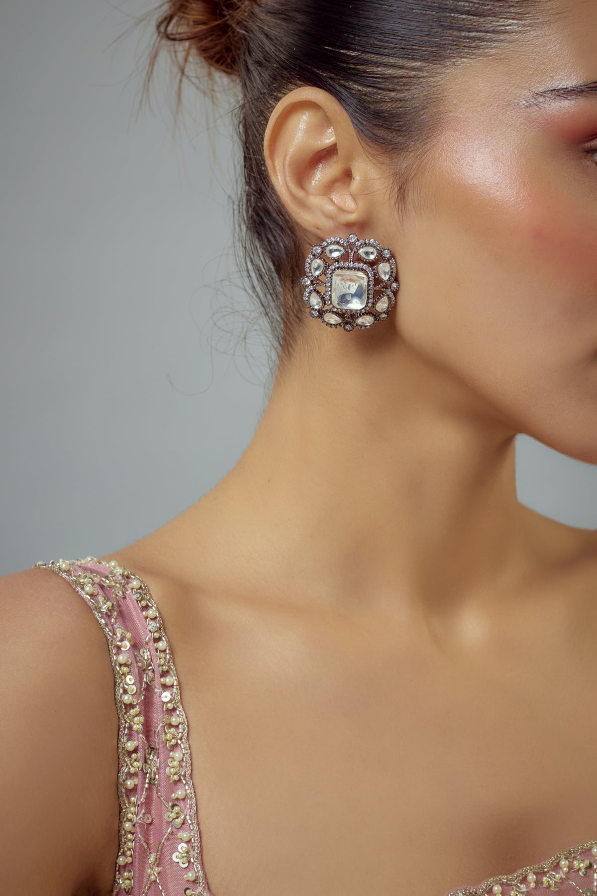 Florence Silver Plated Kundan Earrings