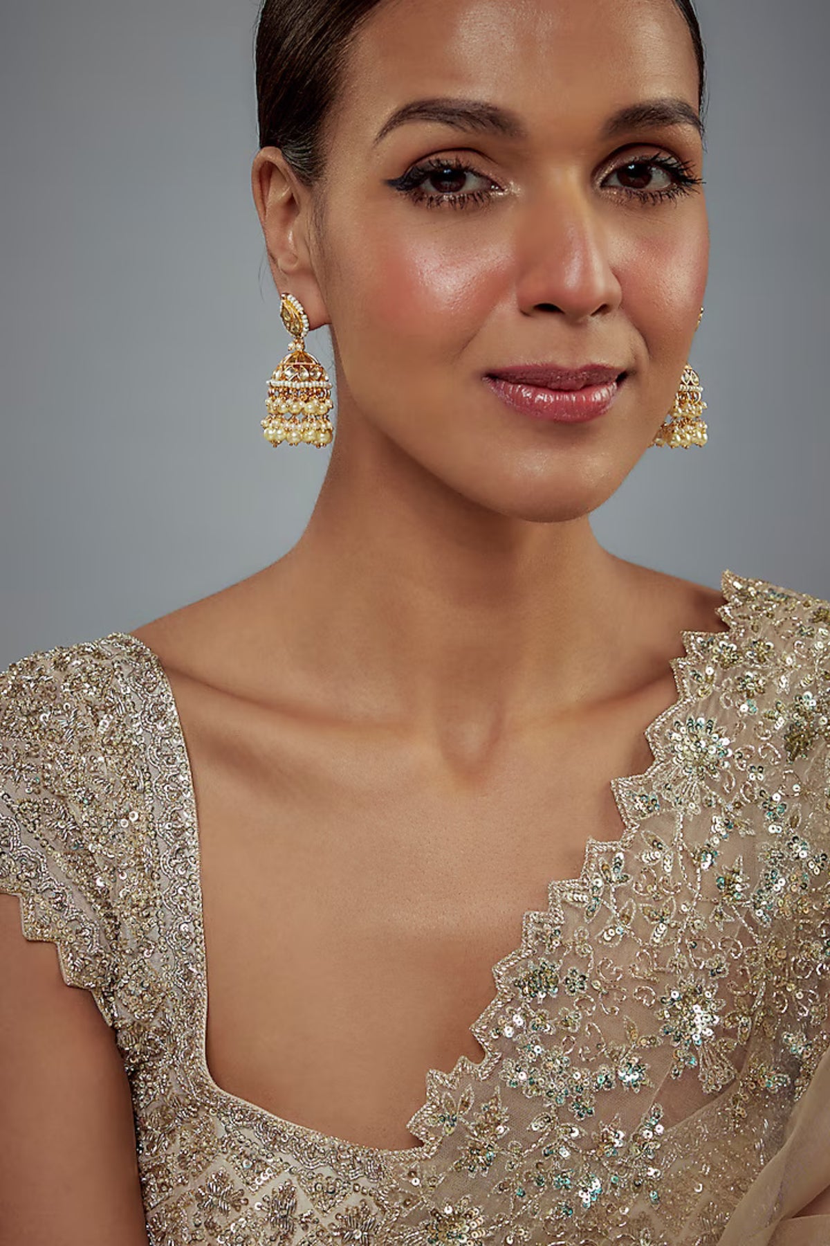 Traditional Gold Tone Jhumka Earrings