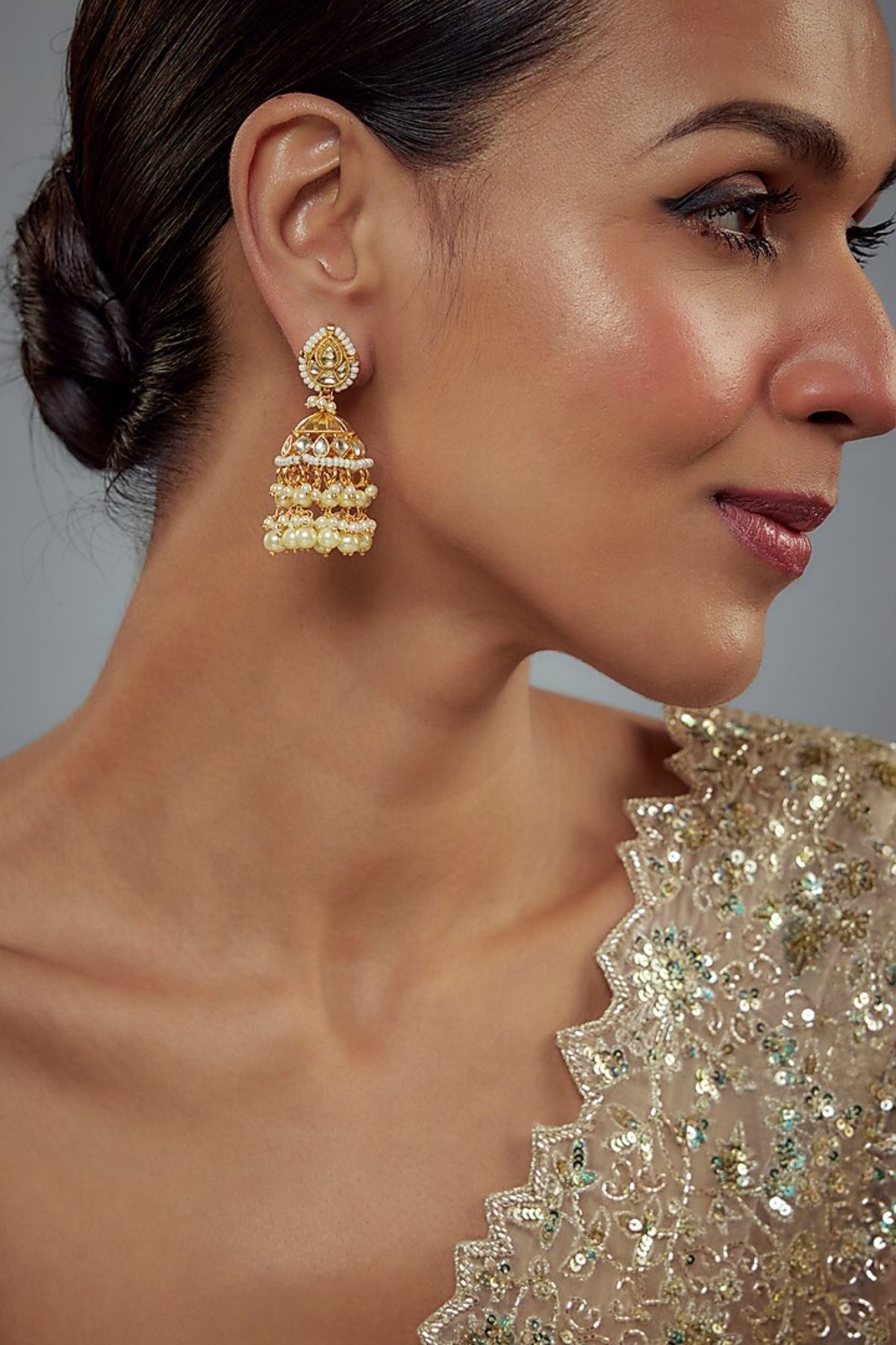 Traditional Gold Tone Jhumka Earrings