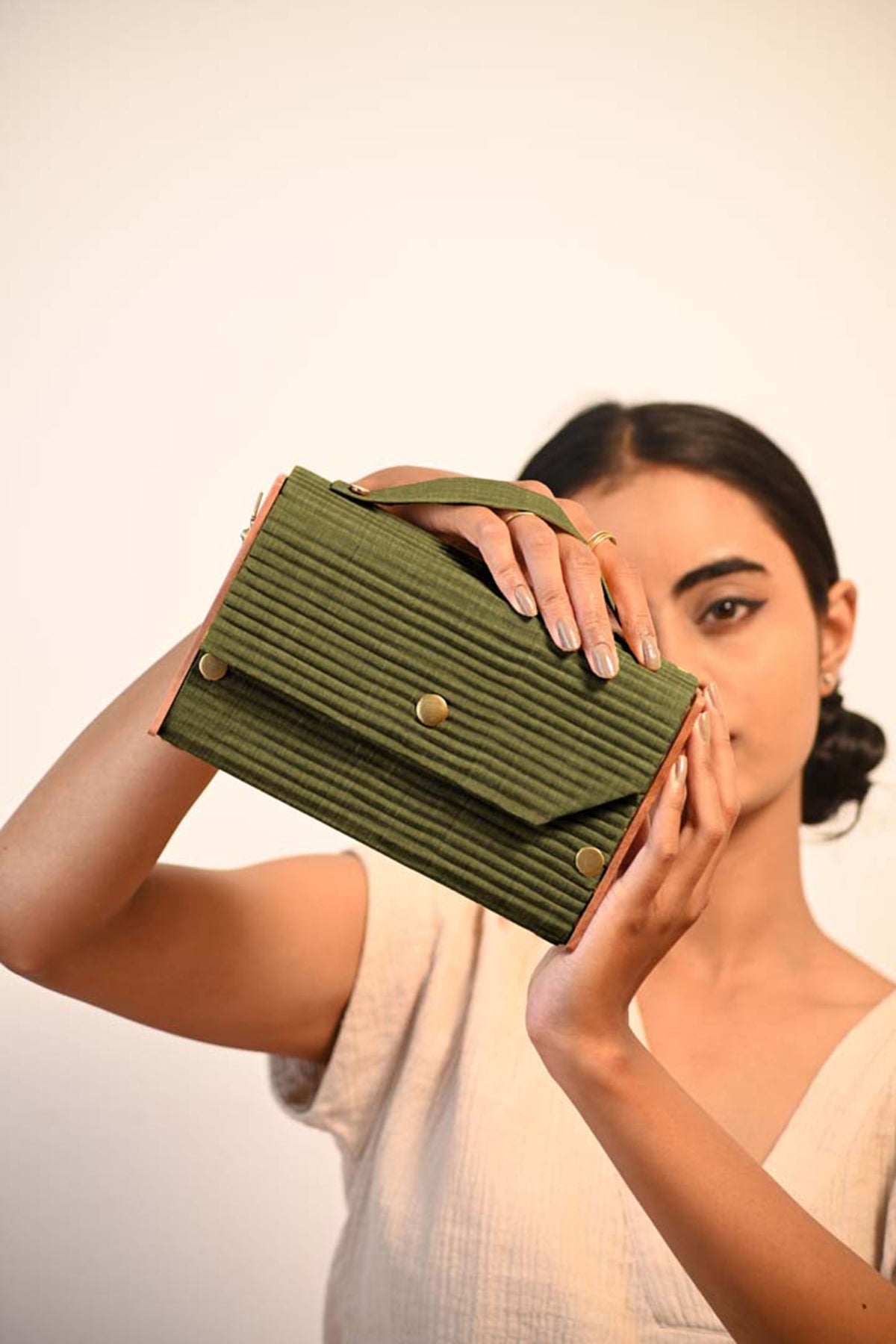 Springtale &amp; Solid Olive Box Clutch - Changeable Sleeve