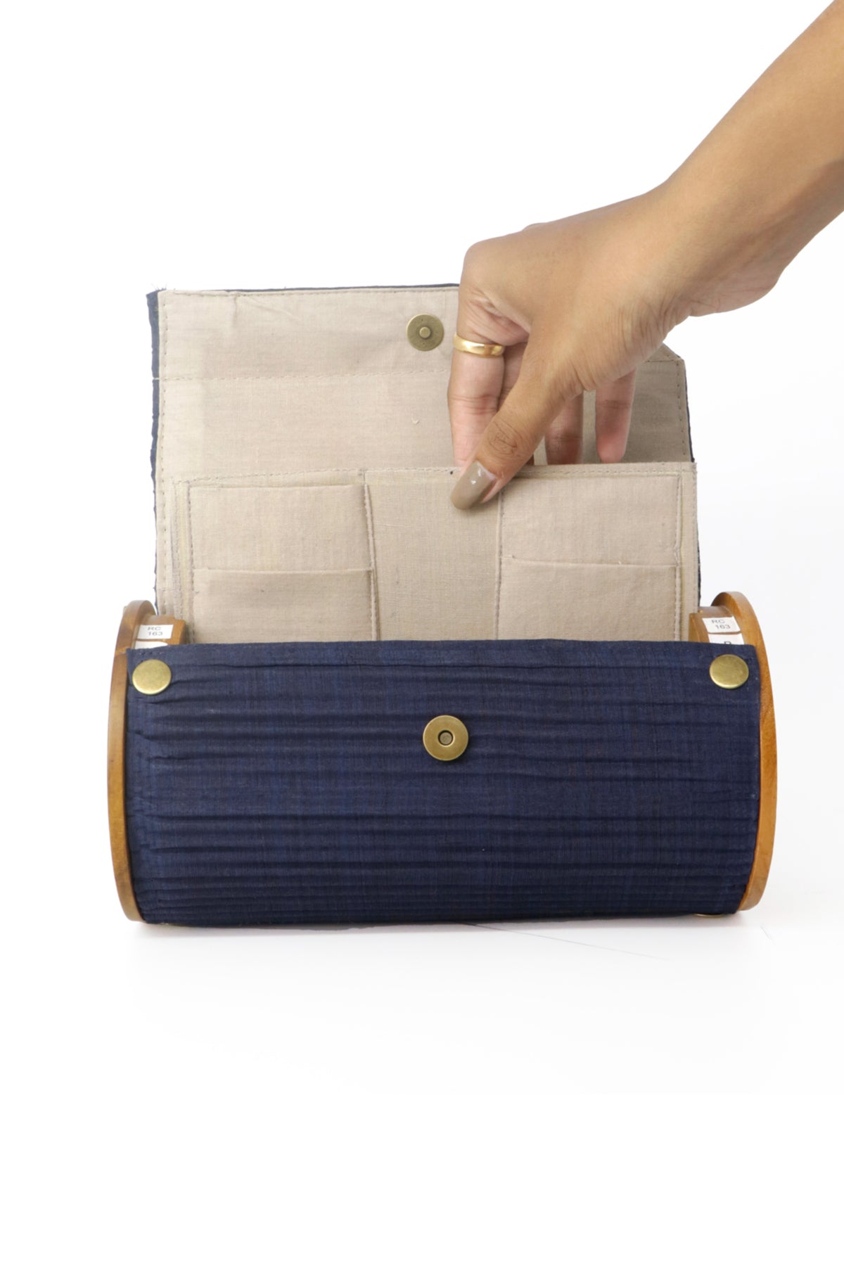 Lily Love &amp; Navy Blue  Round Clutch - Changeable Sleeve