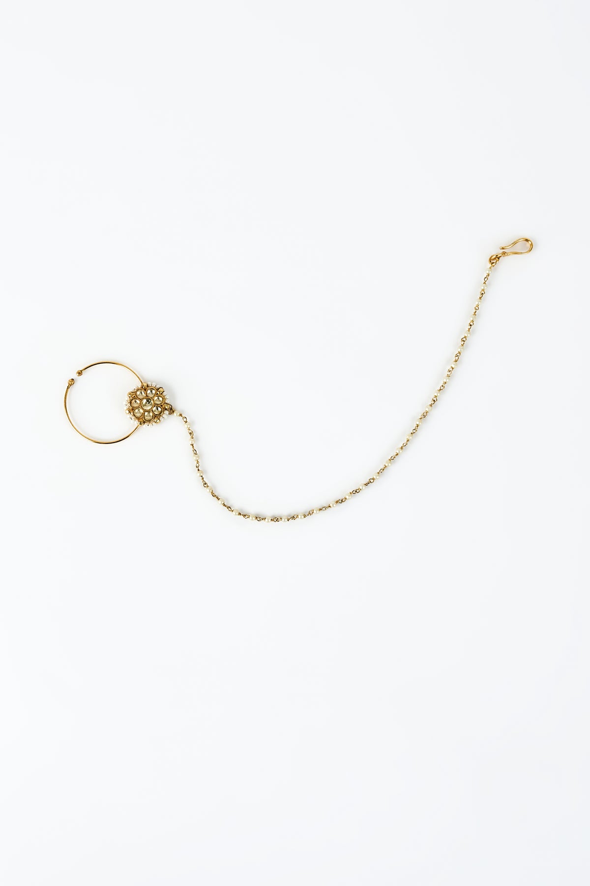 Delicate Gold Toned Nath With Chain