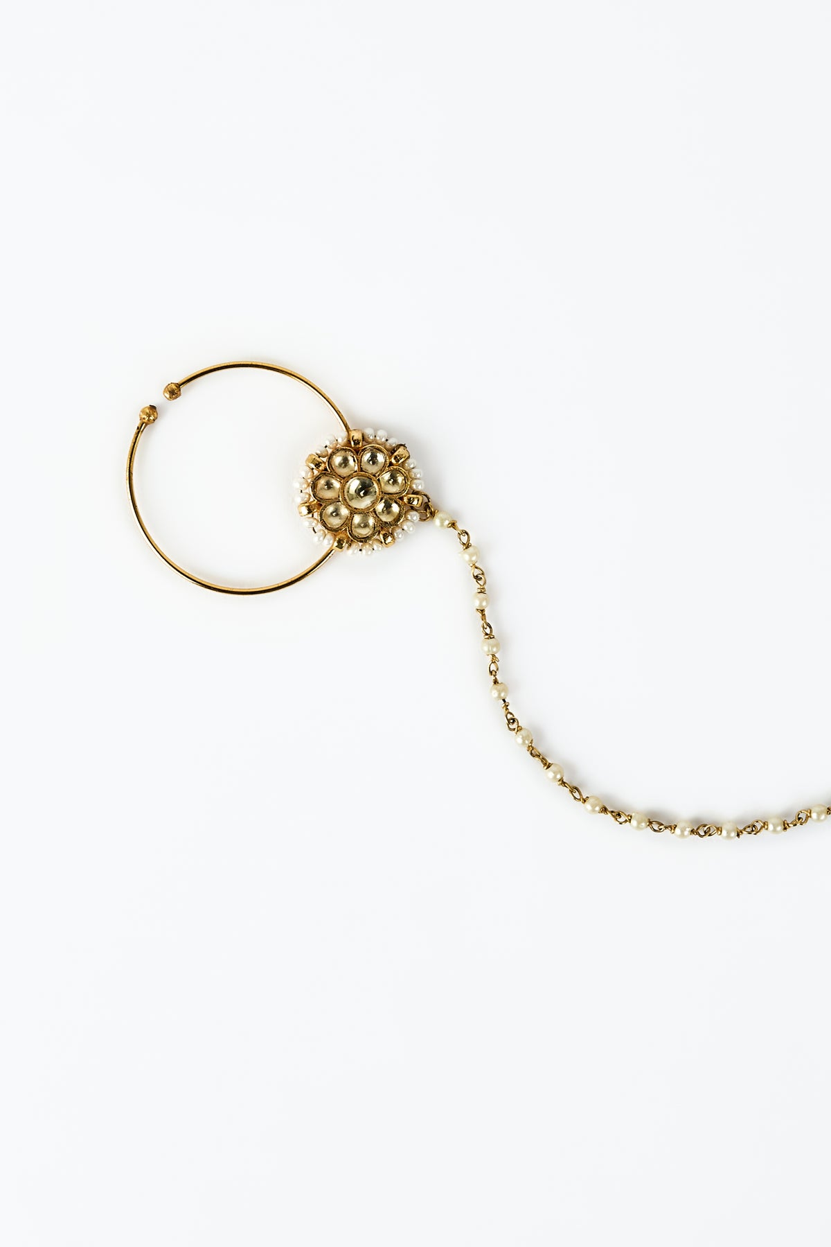 Delicate Gold Toned Nath With Chain