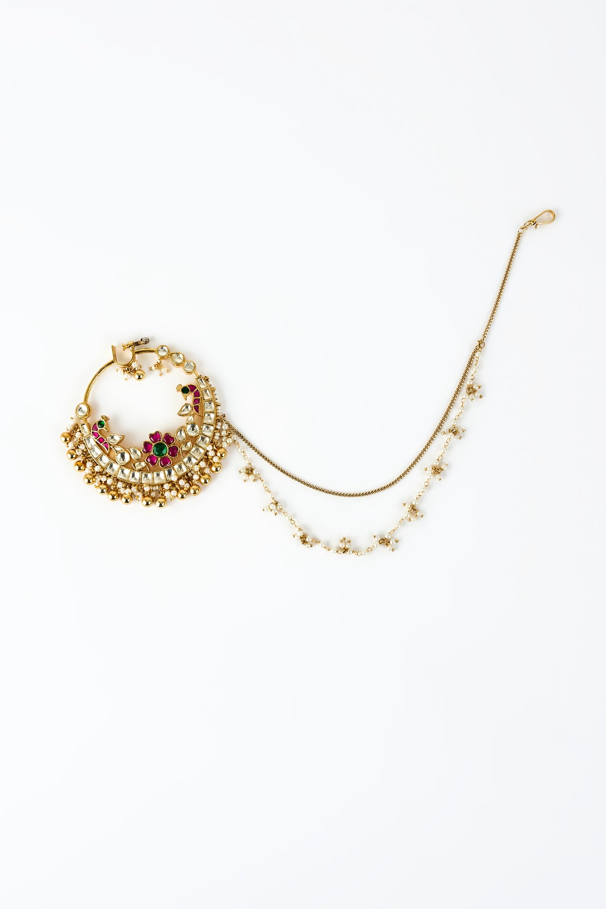 Saadgi Gold Red Nath With Chain