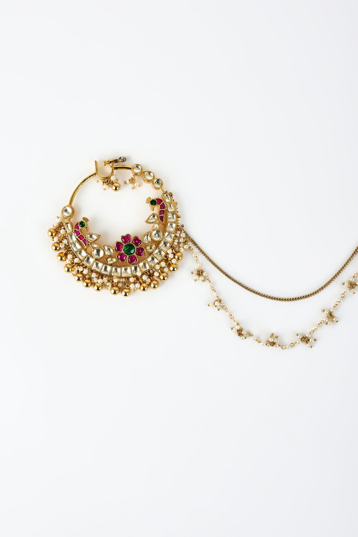 Saadgi Gold Red Nath With Chain