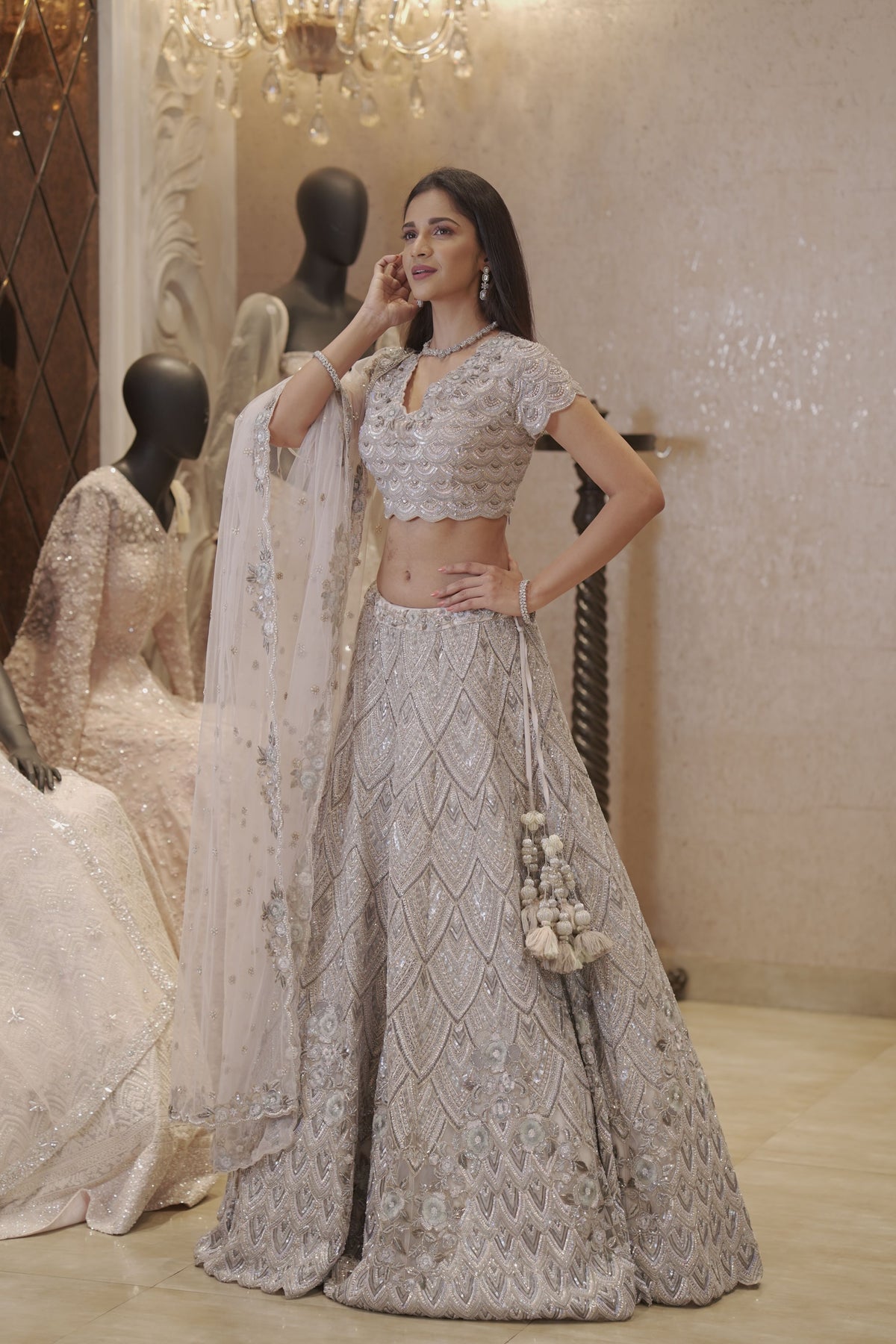 Lilac Heavy Embroidered Lehenga