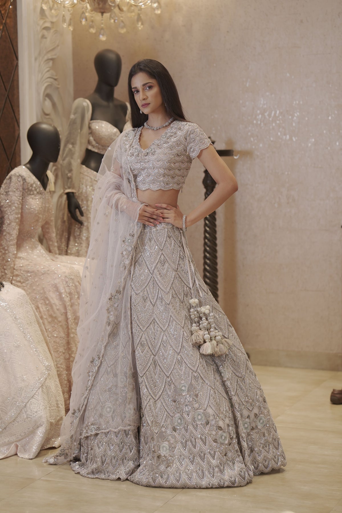 Lilac Heavy Embroidered Lehenga