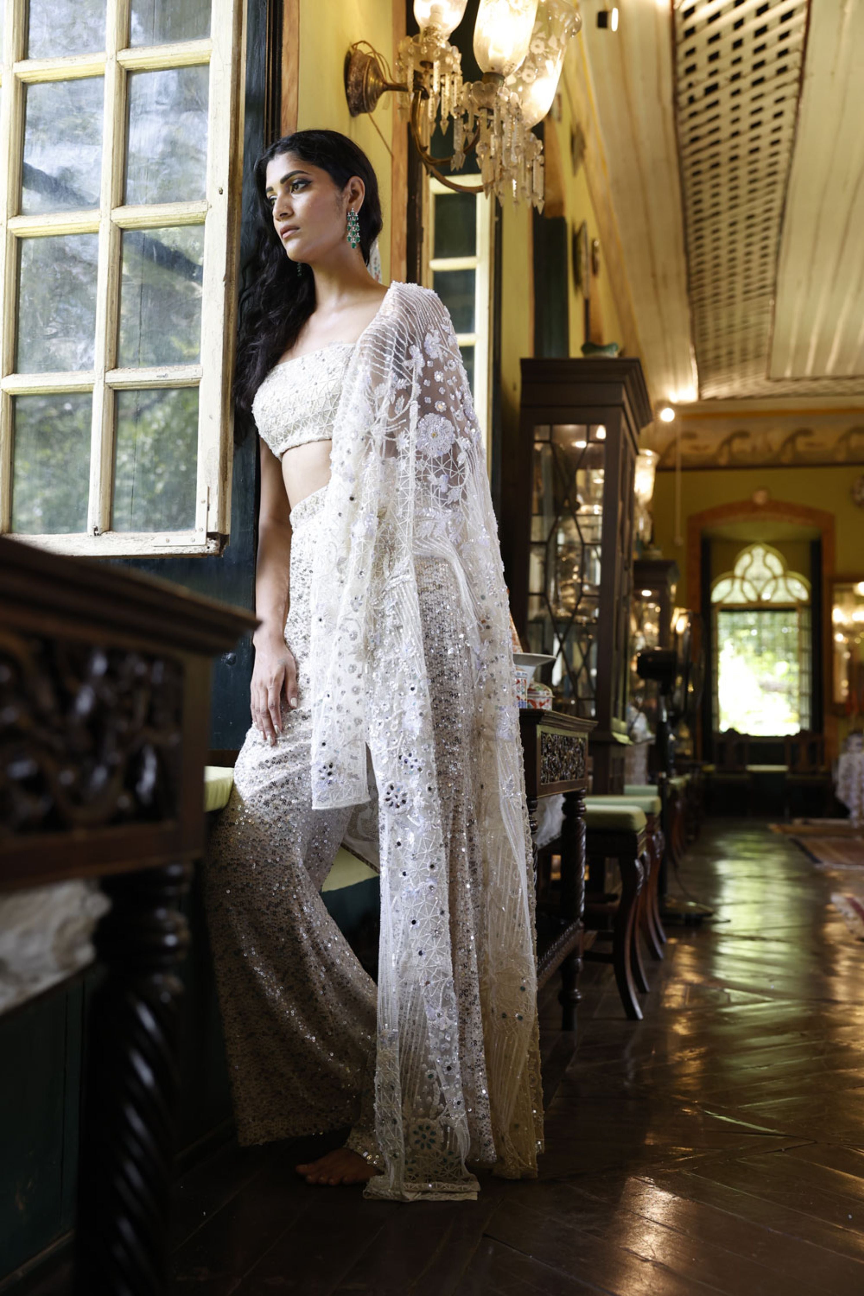 Embroidered bell bottom trousers 2025