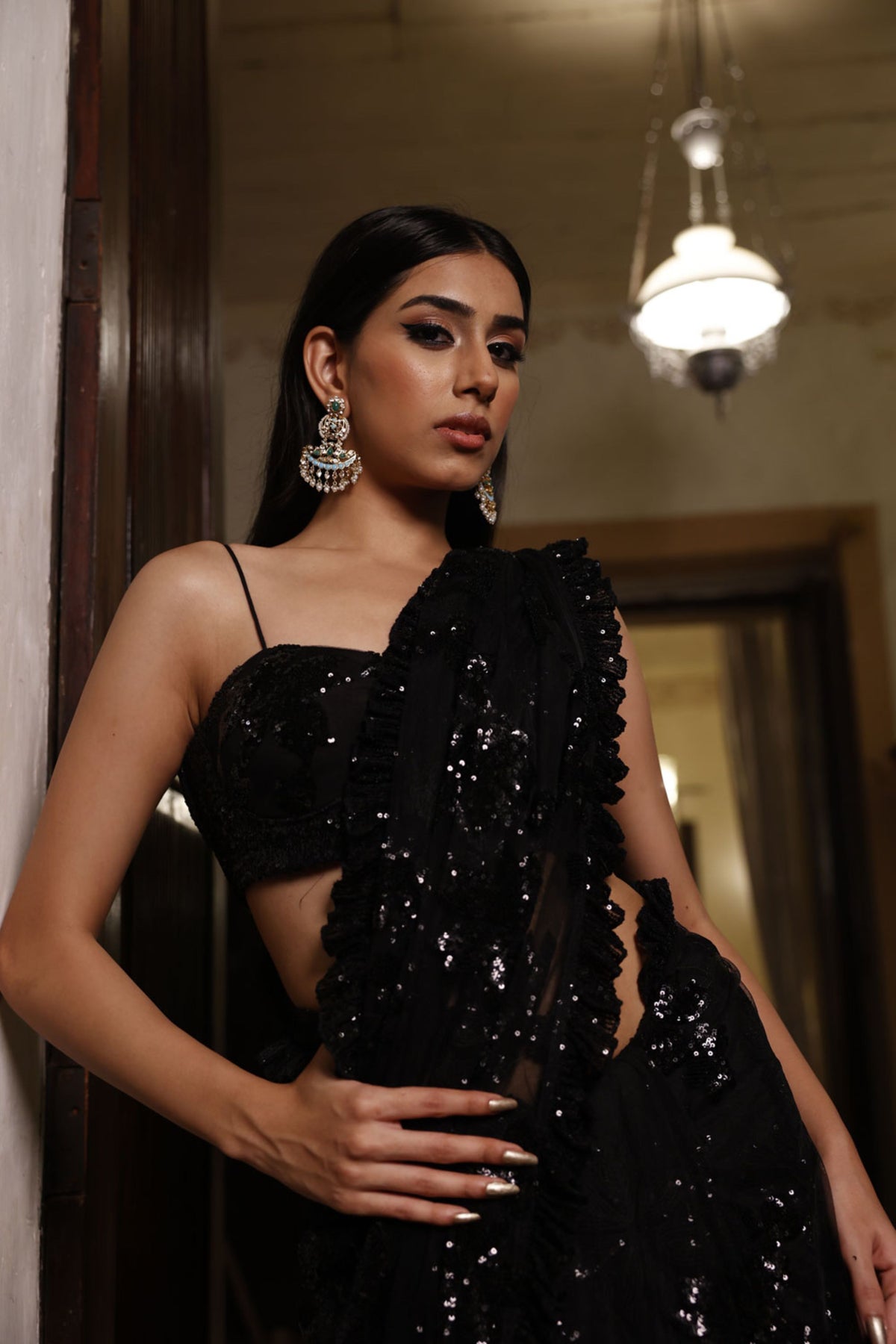 Black Pant Saree and Bustier