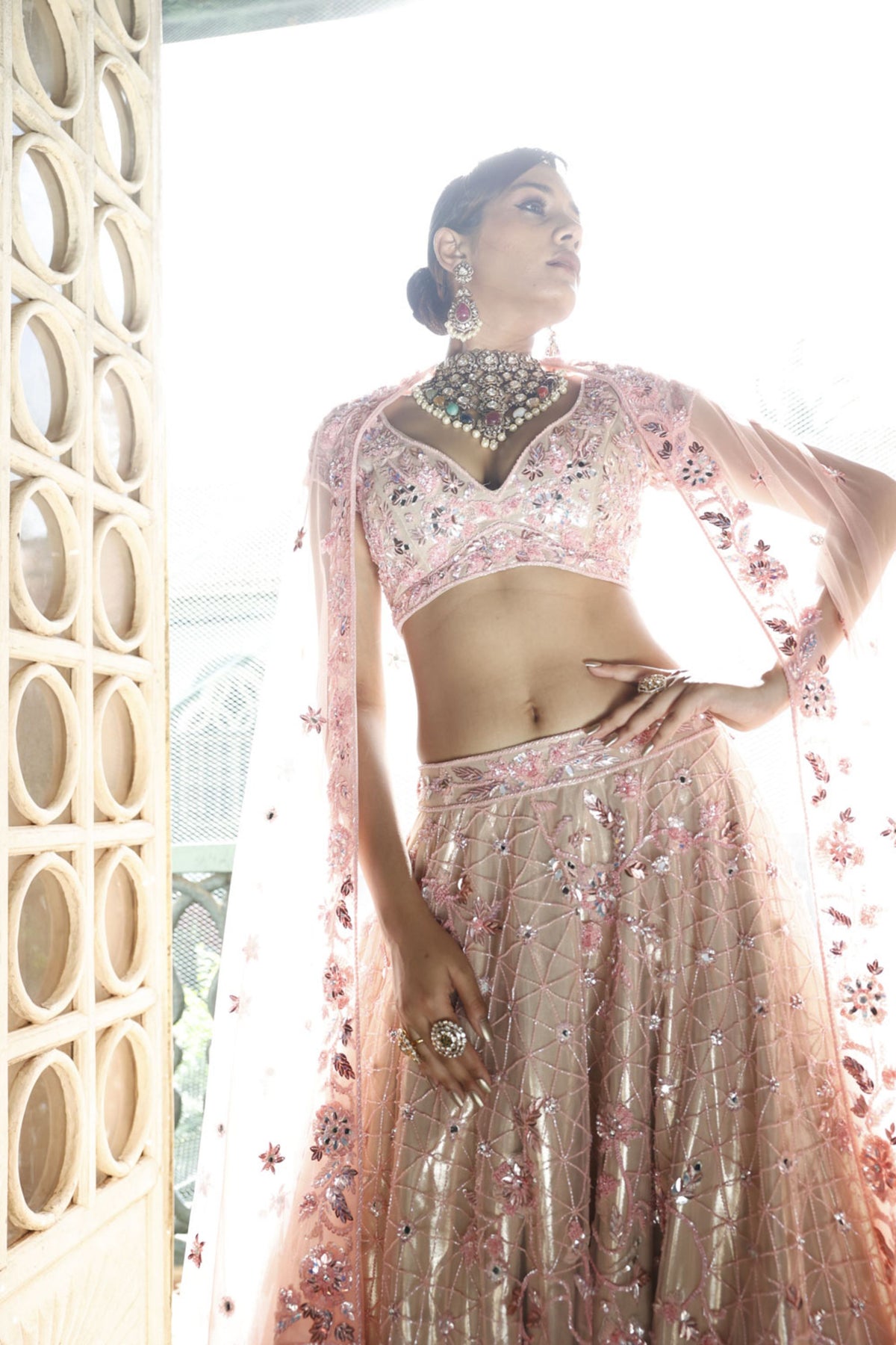 Pink Lehenga with Choli and Dupatta