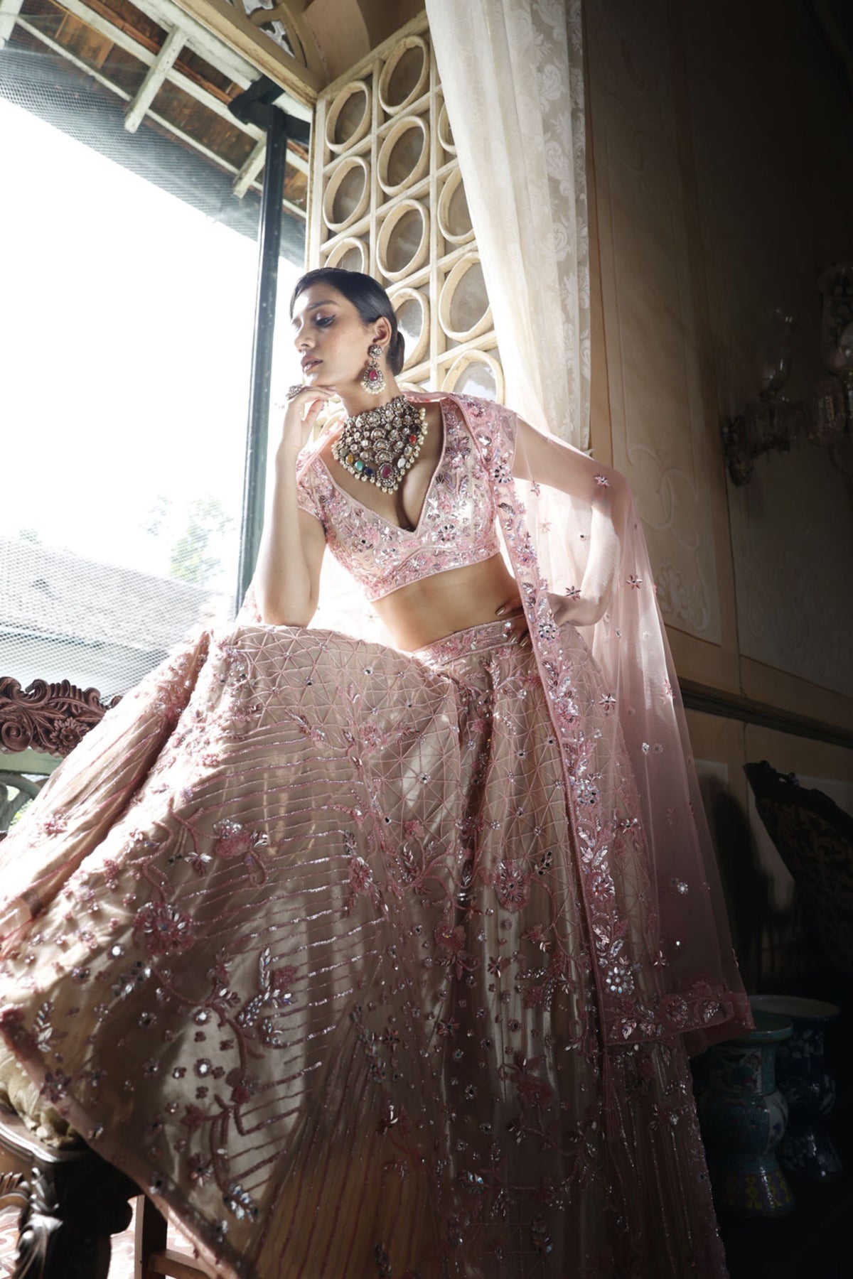 Pink Lehenga with Choli and Dupatta