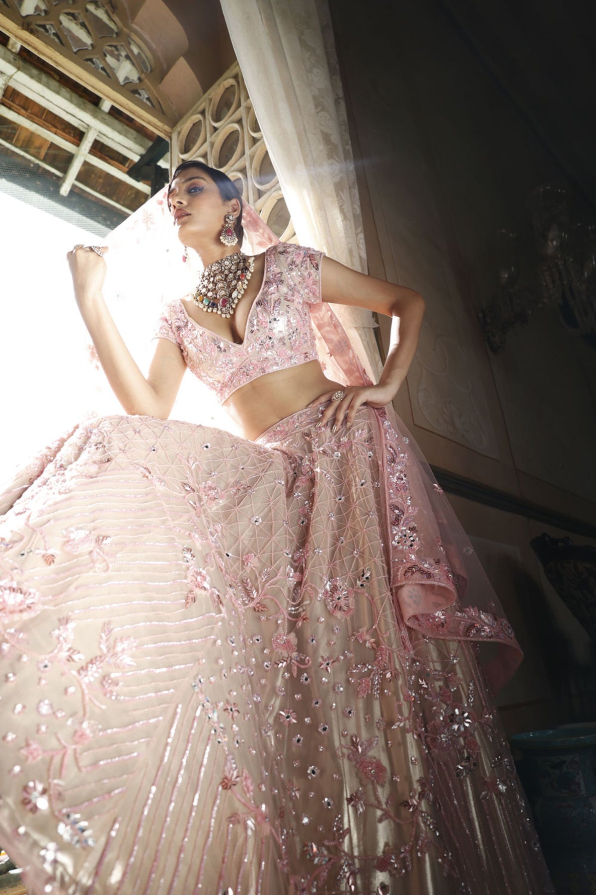 Pink Lehenga with Choli and Dupatta
