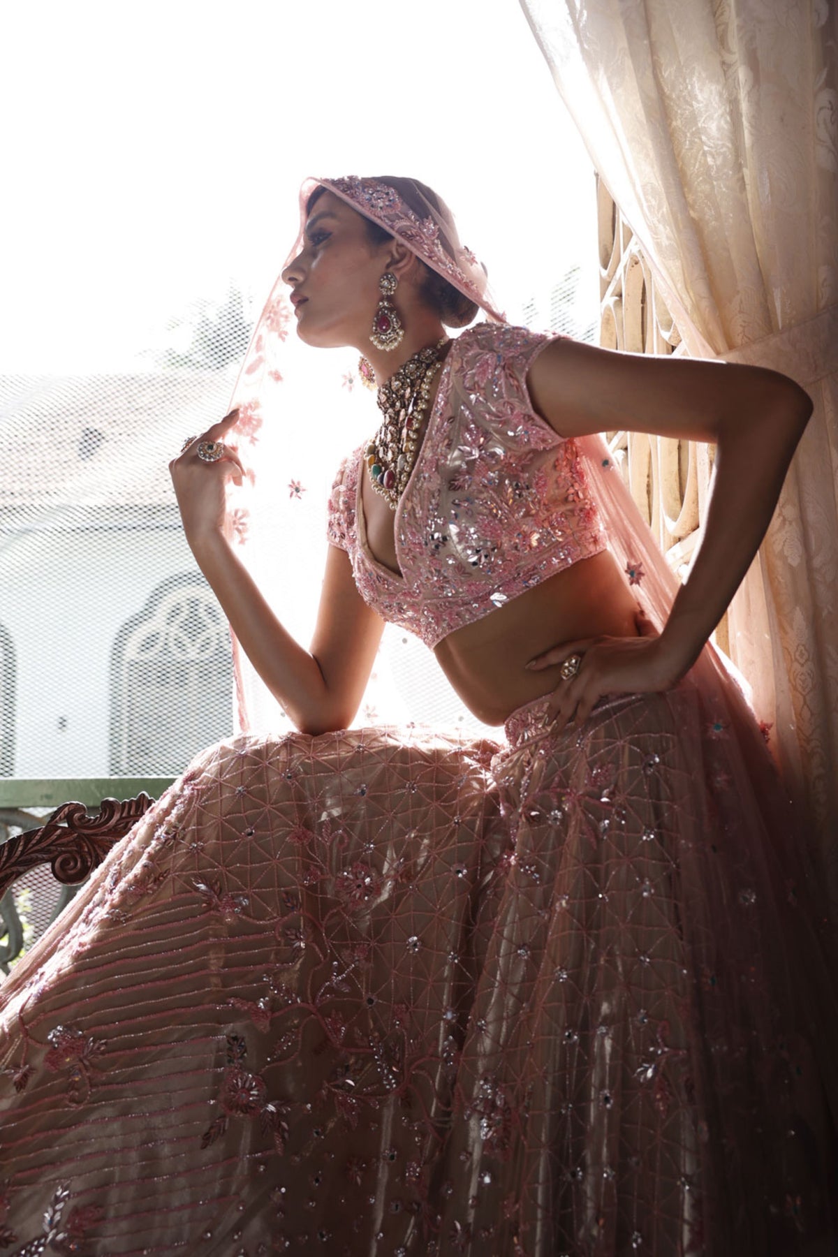 Pink Lehenga with Choli and Dupatta