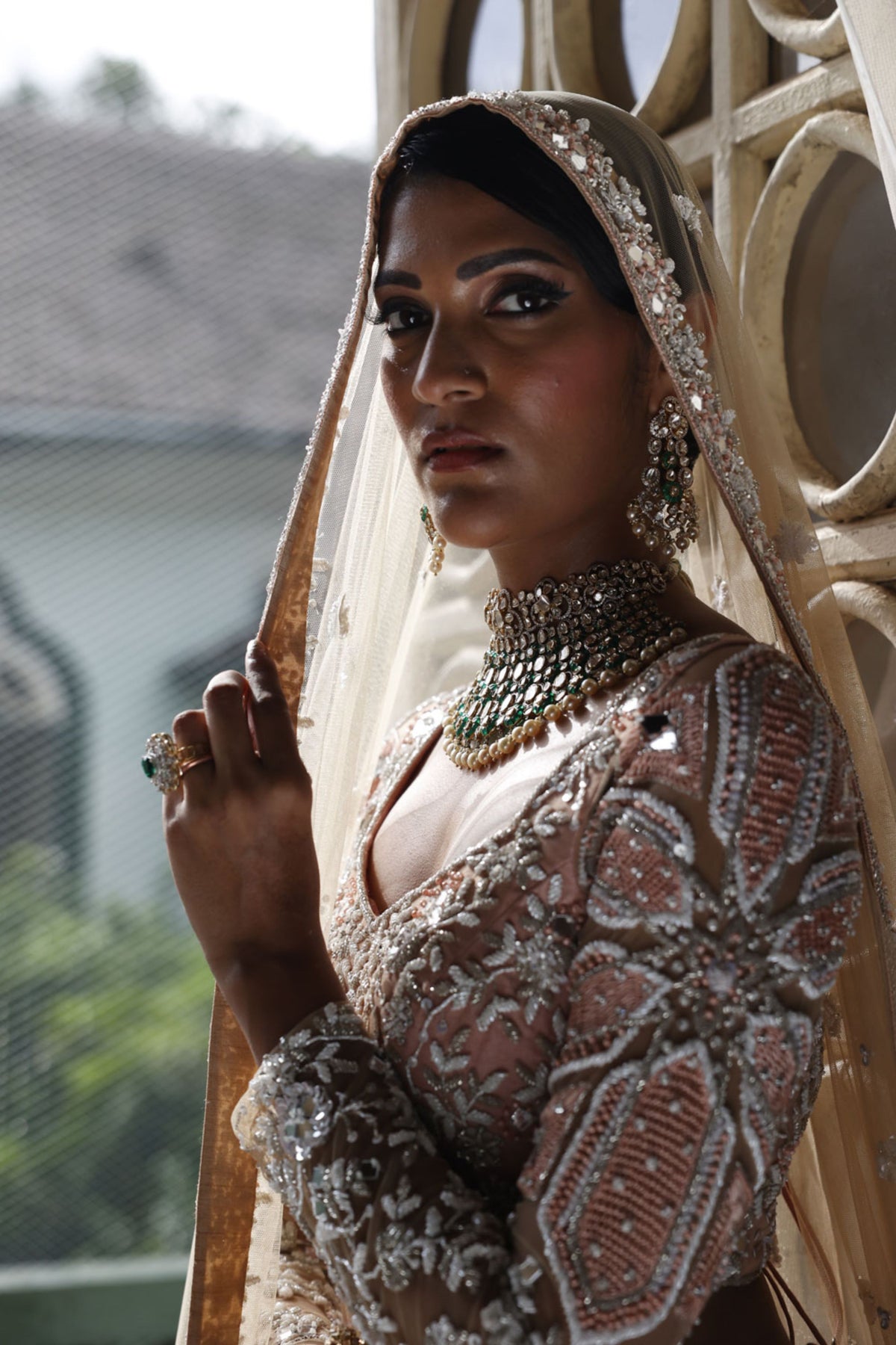 Beige and Light Pink Lehenga and Choli with Beige Dupatta
