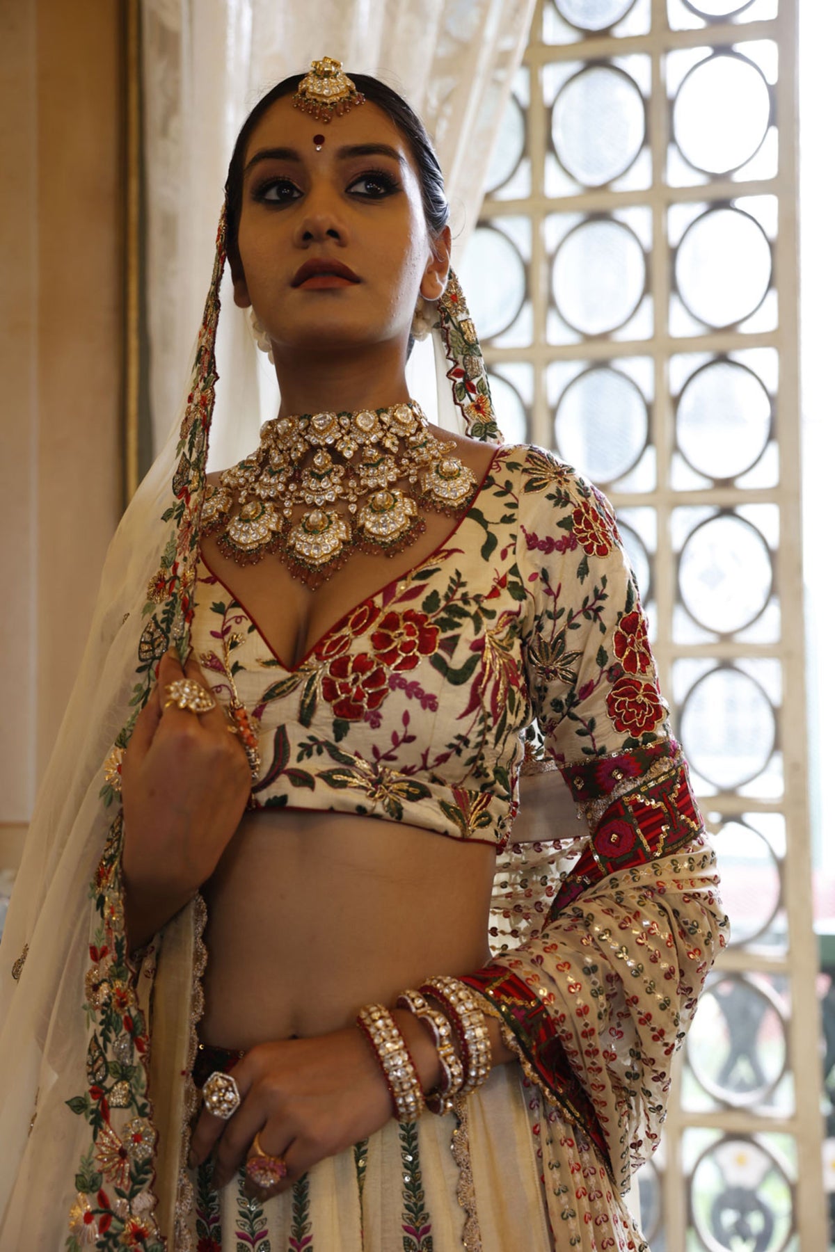 Ivory Lehenga with Ivory Choli and Ivory Dupatta