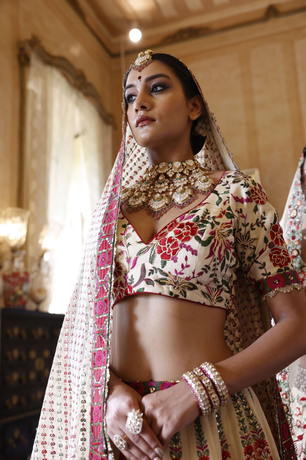 Ivory Lehenga with Ivory Choli and Ivory Dupatta