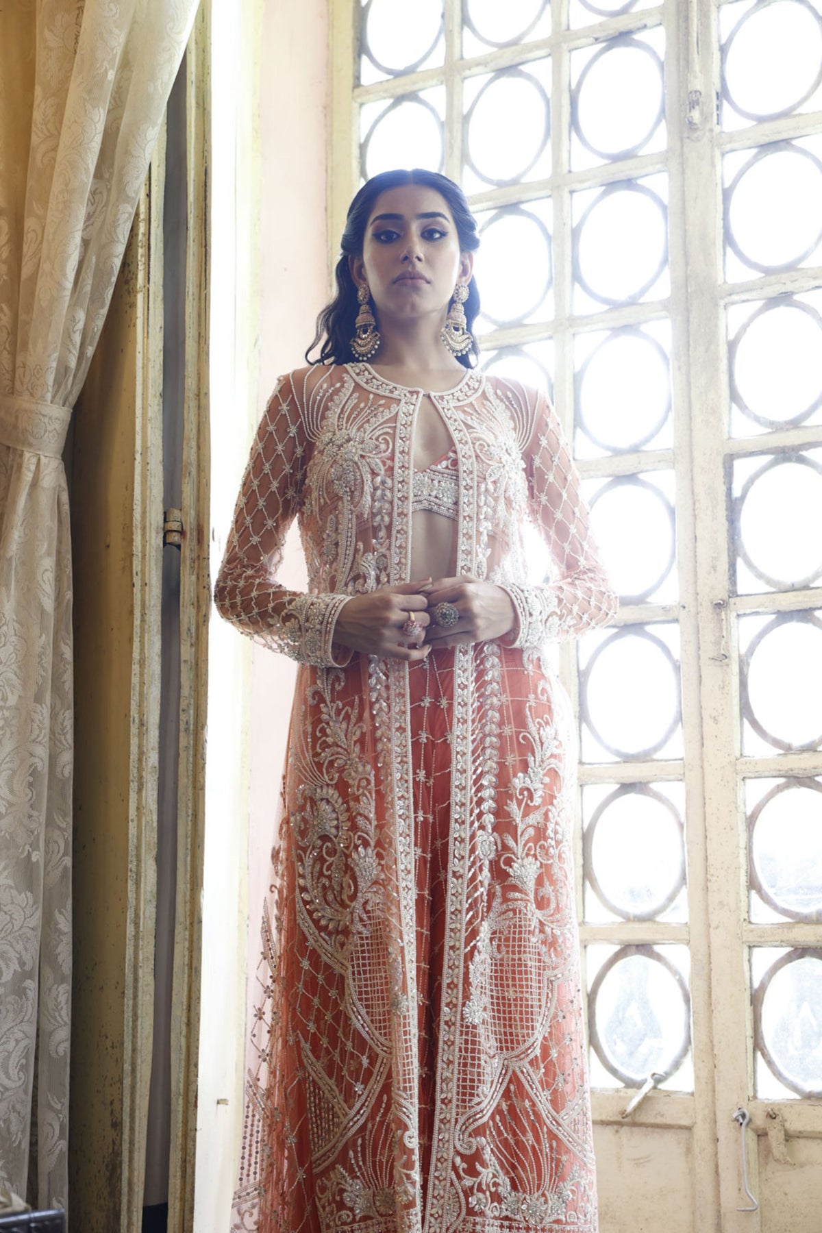 Peach Cape with Bustier and Kali Pant