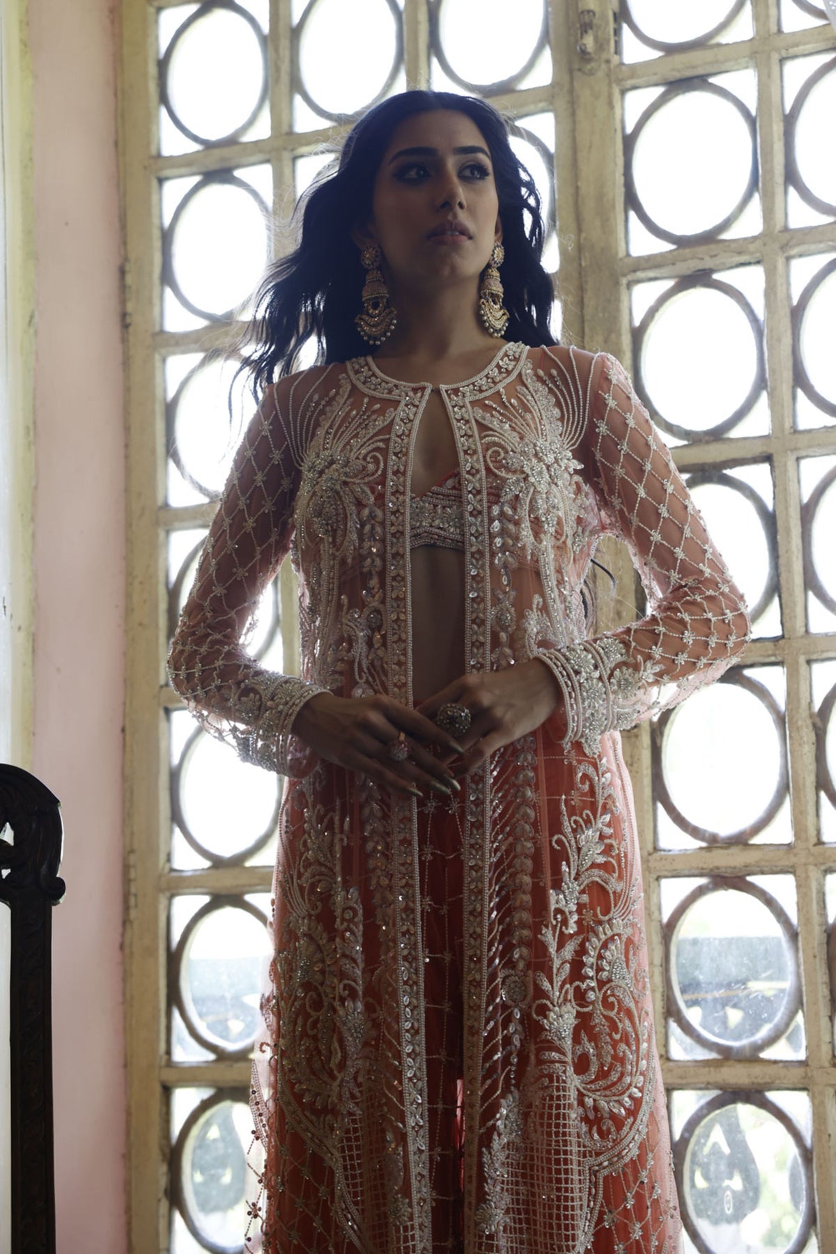 Peach Cape with Bustier and Kali Pant