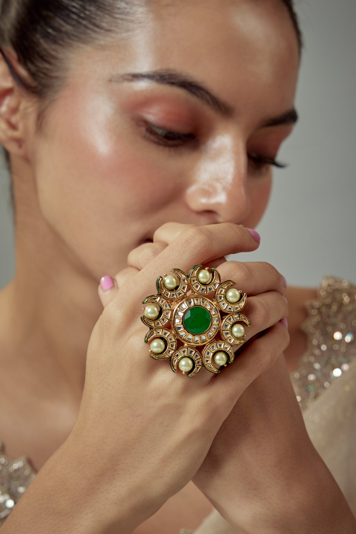 Saadgi Gold Elegant Statement Ring
