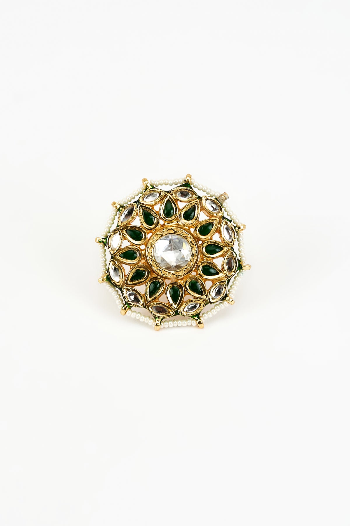 Saadgi Gold Plated Green Ring