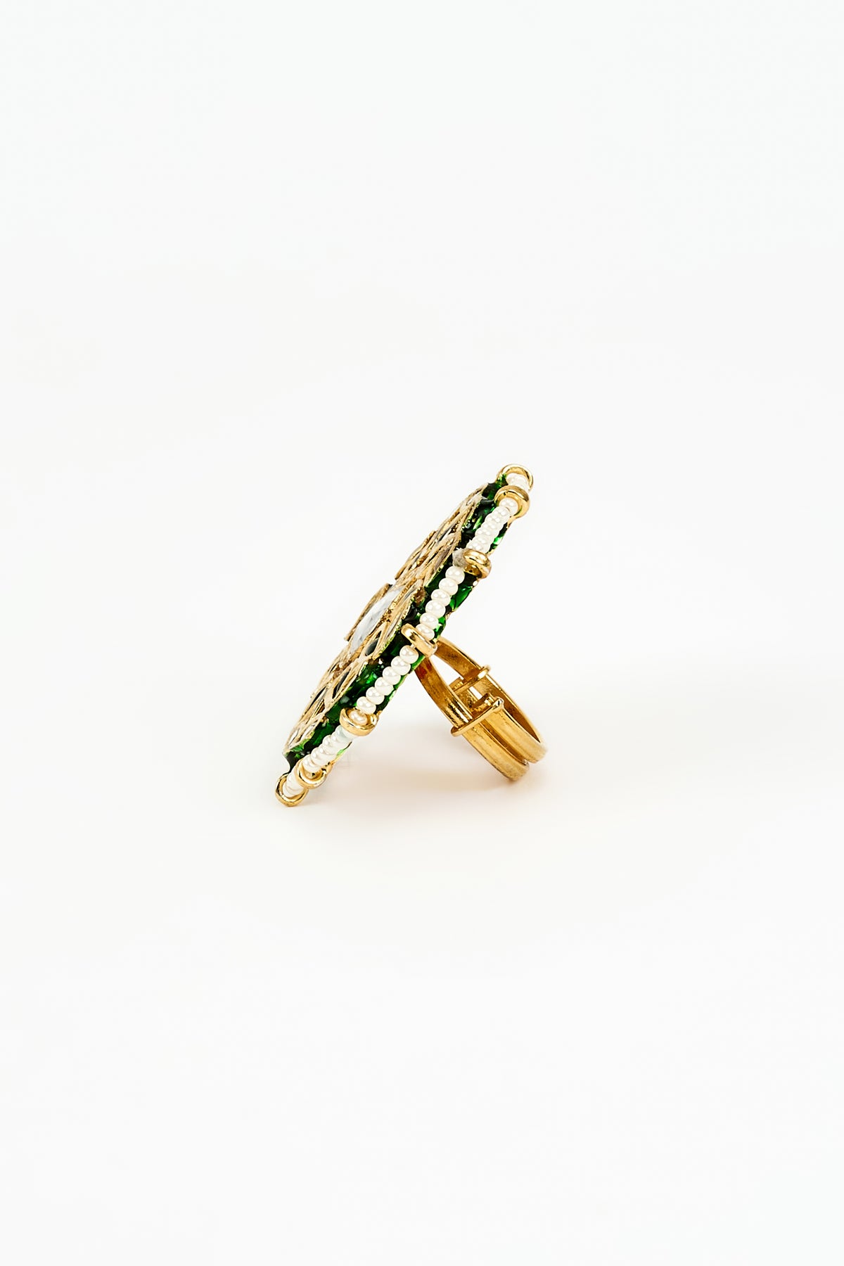 Saadgi Gold Plated Green Ring