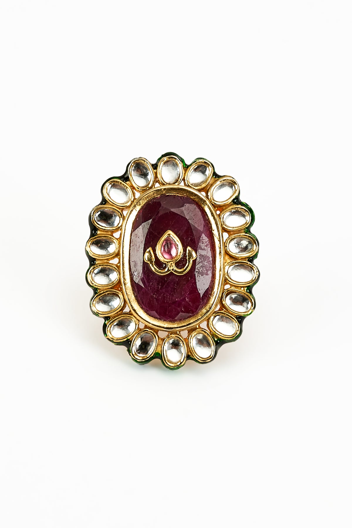 Saadgi Gold Plated Red Ring