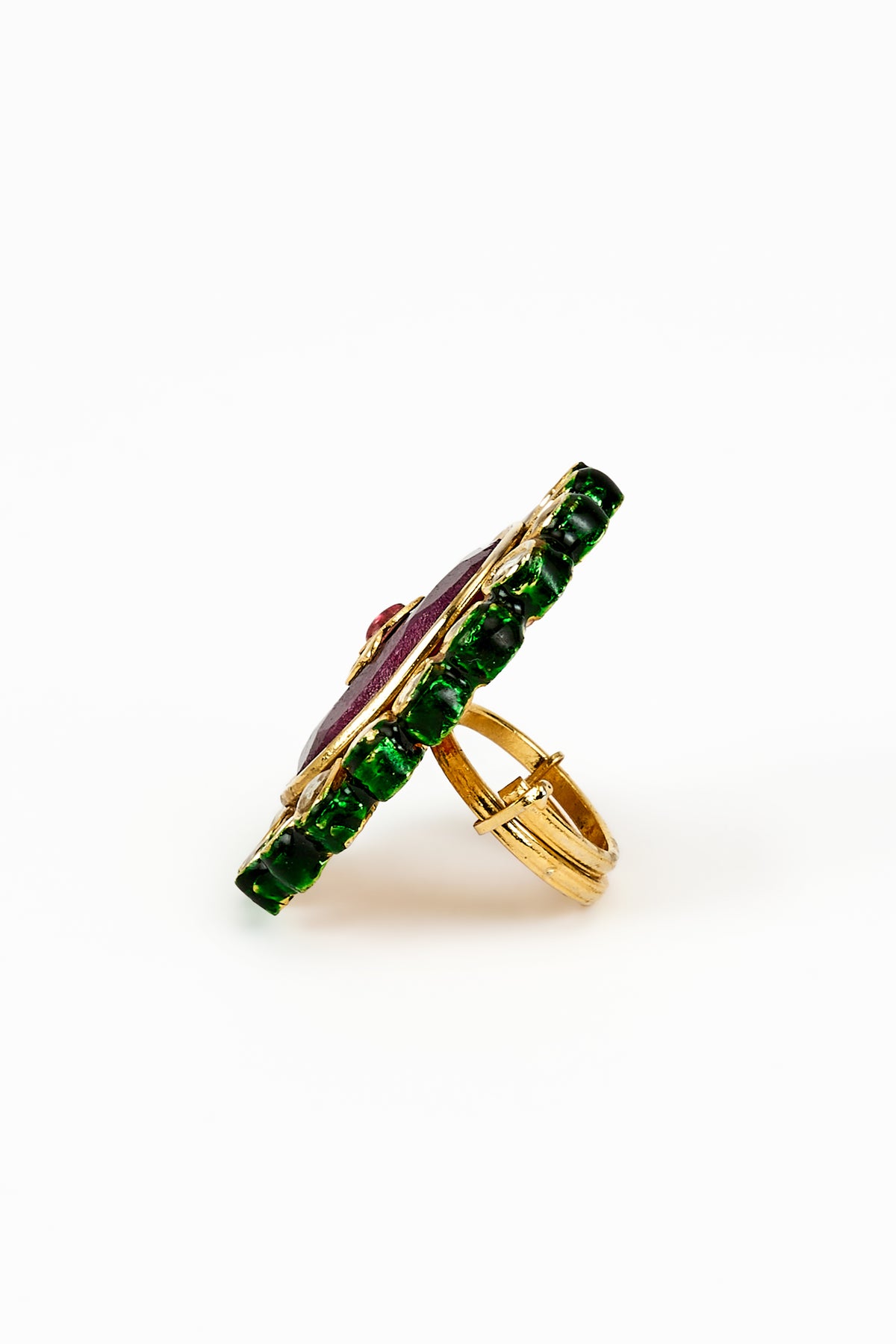 Saadgi Gold Plated Red Ring