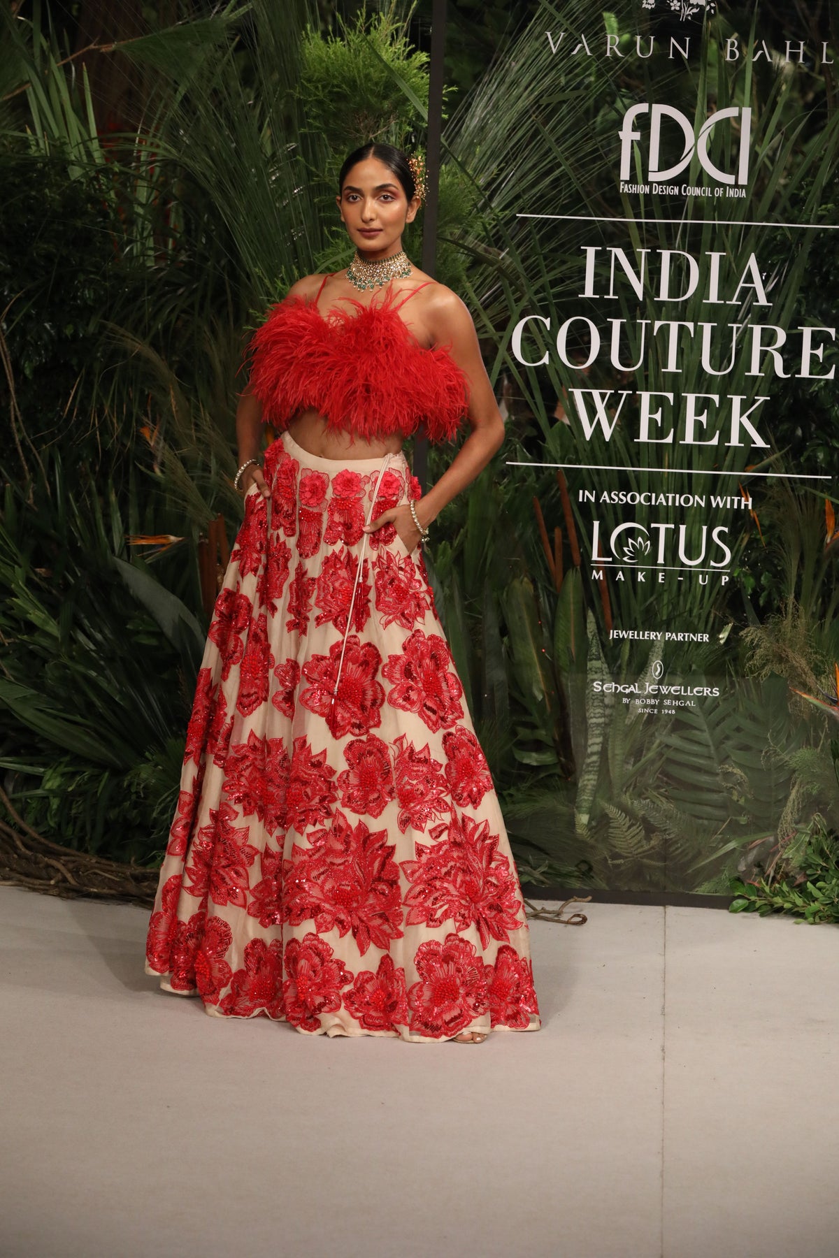 Red Embroidered Lehenga Set