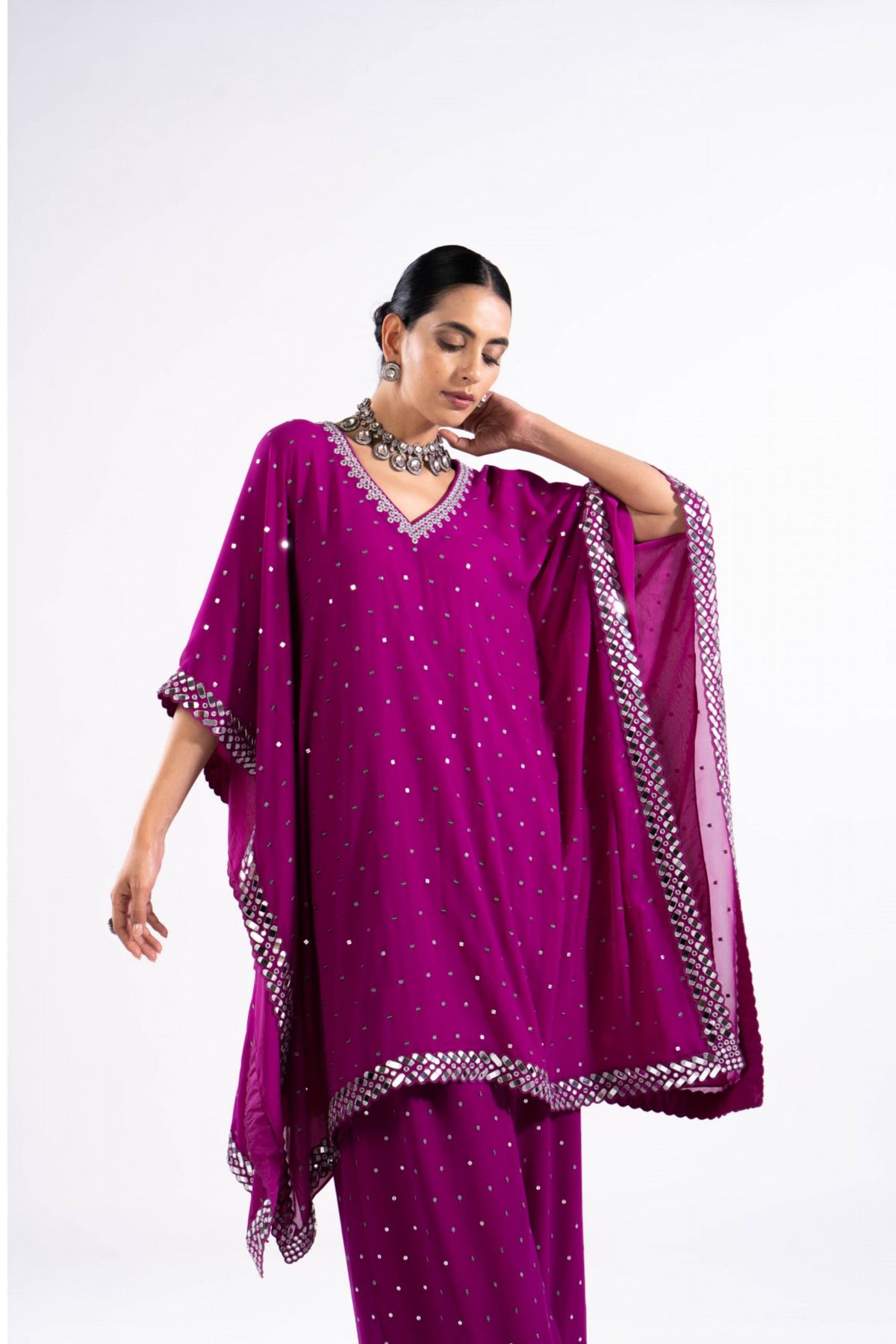 Pop Wine Kaftan Set