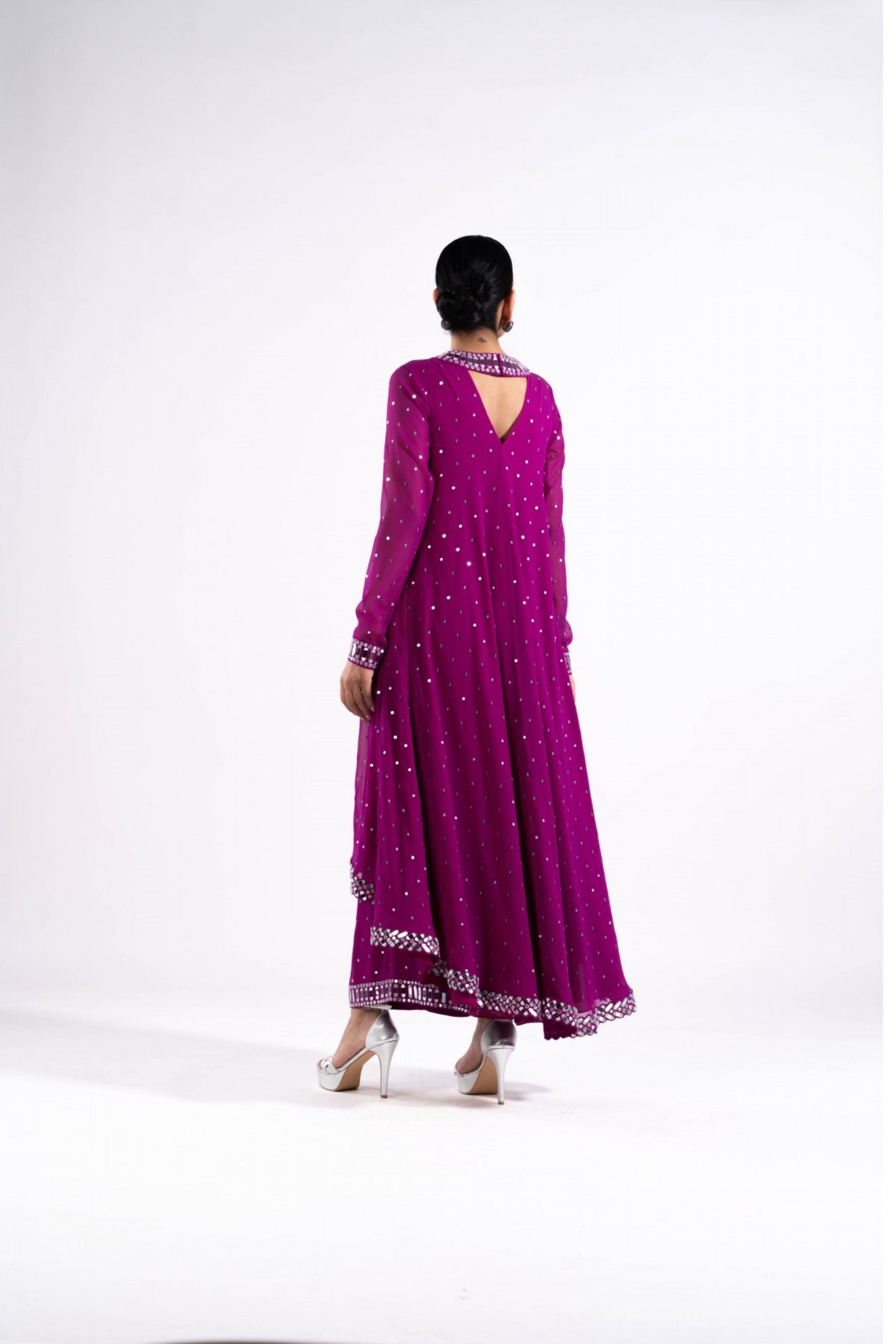 Pop Wine Asymmetrical Kurta Set