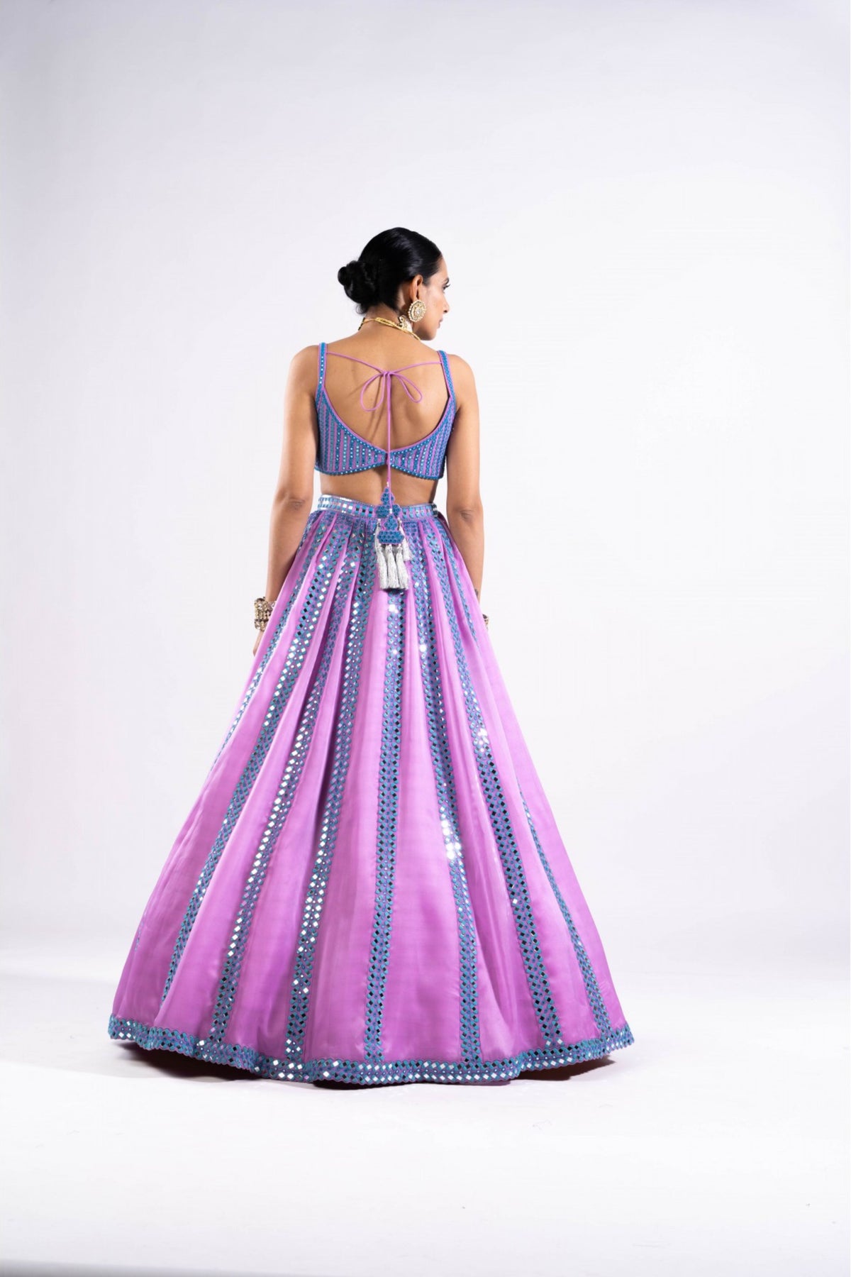 Mauve mirror seam lehenga set