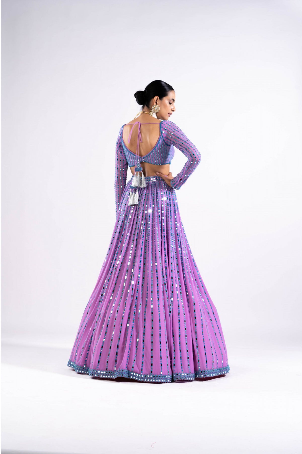 Mauve Linear Drop Lehenga Set