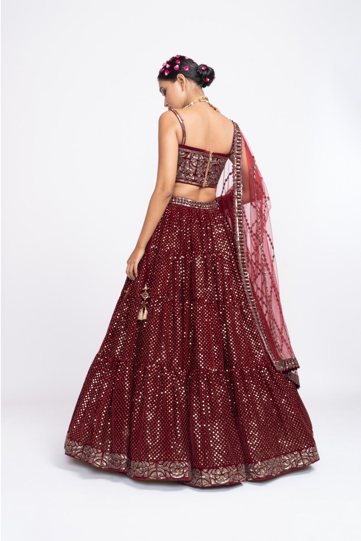 Mehroon corset lehnga set