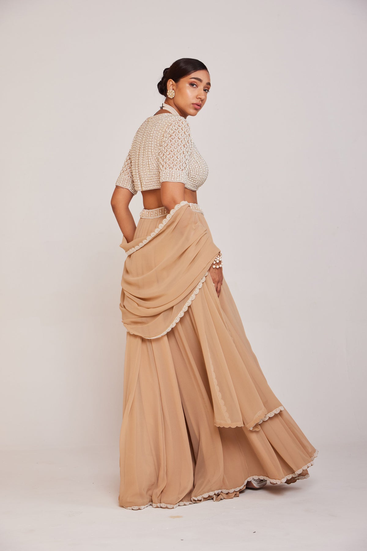 Beige Flared Pants Set