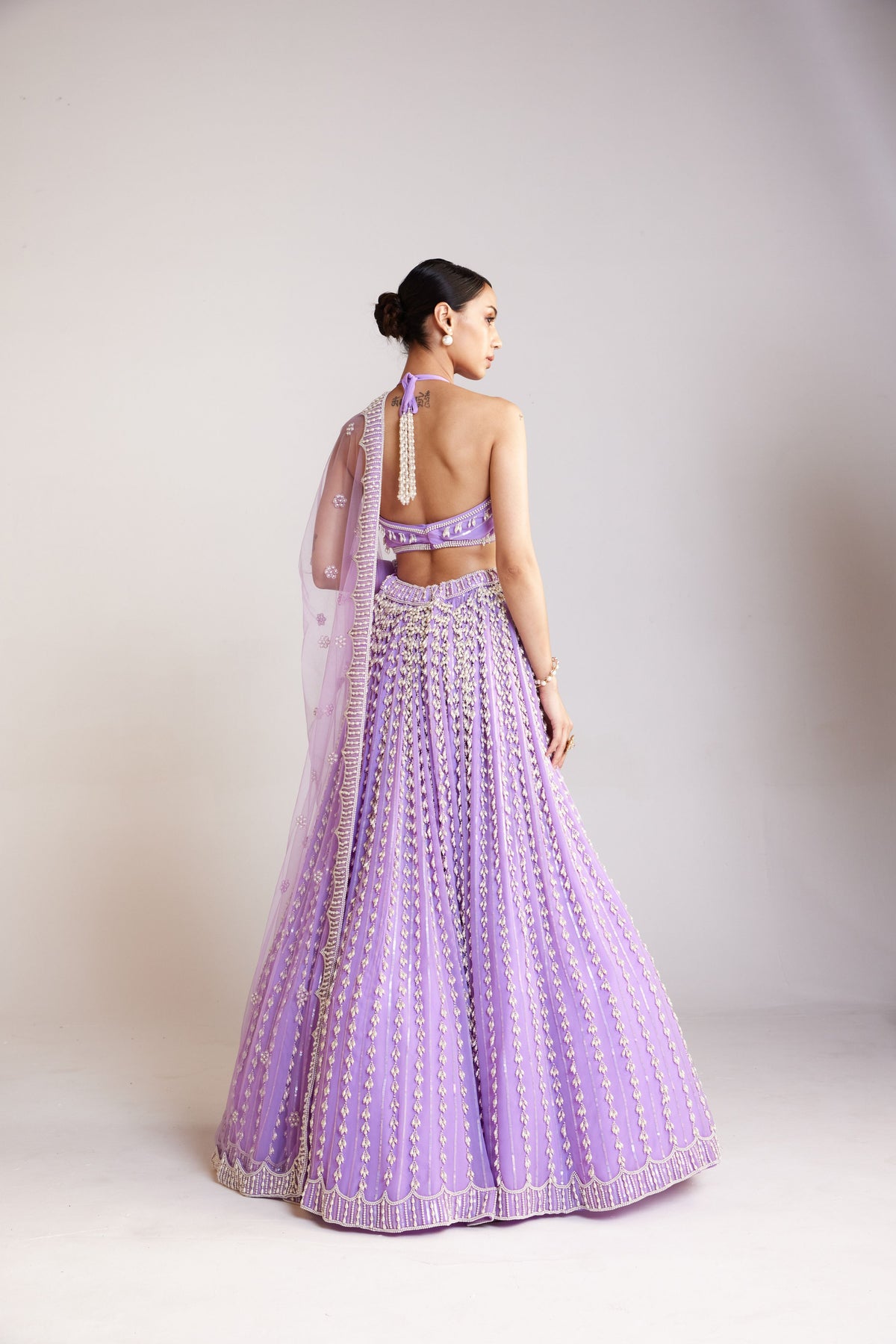 Chandelier Pearl Halter Neck Lehenga Set