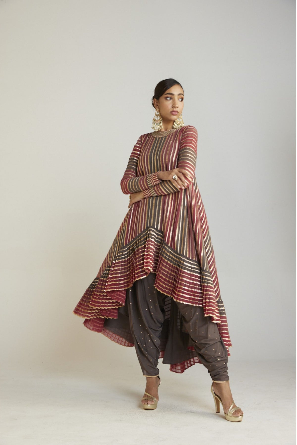 Asymmetrical Kurta Dhoti Set